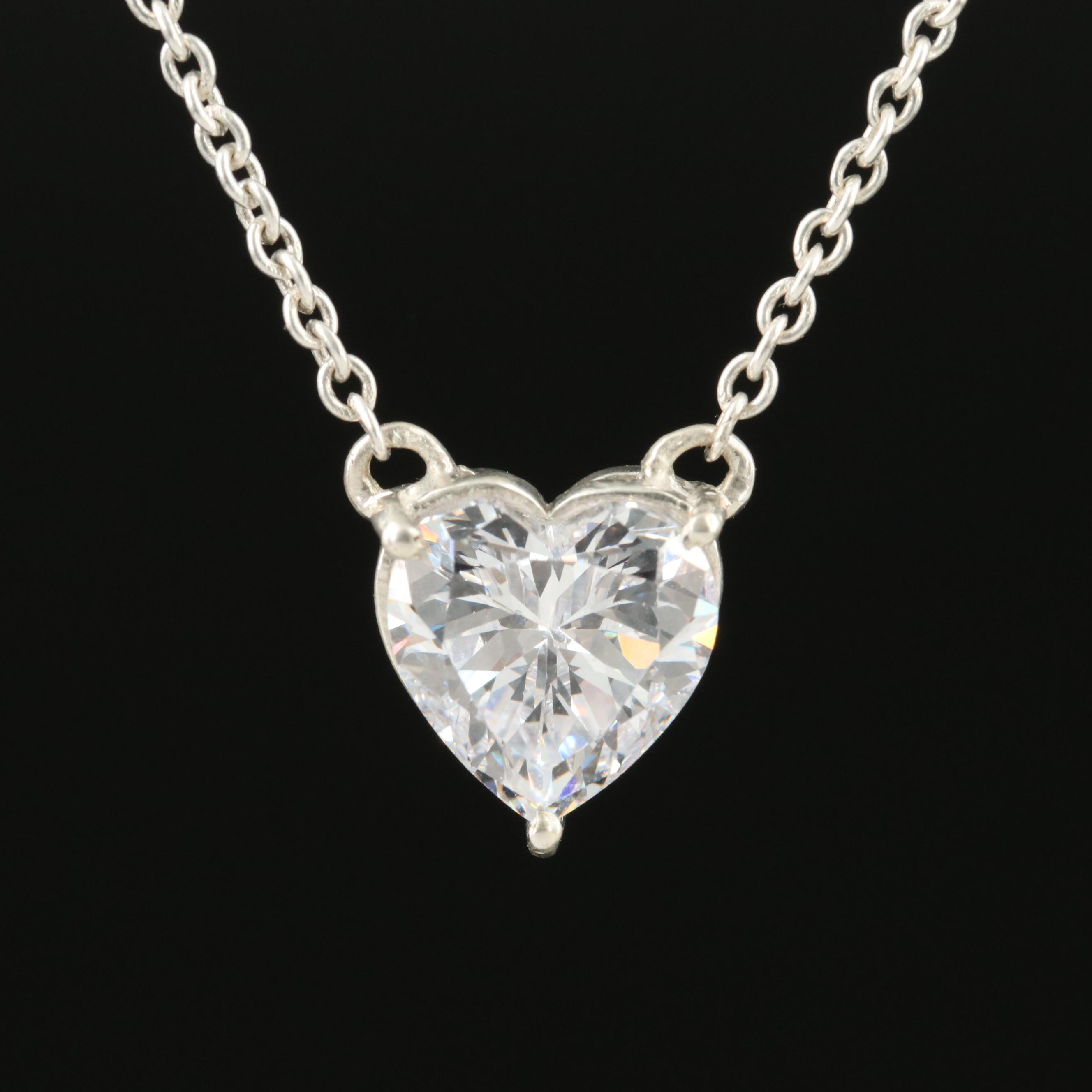 Sterling Cubic Zirconia Heart Necklace