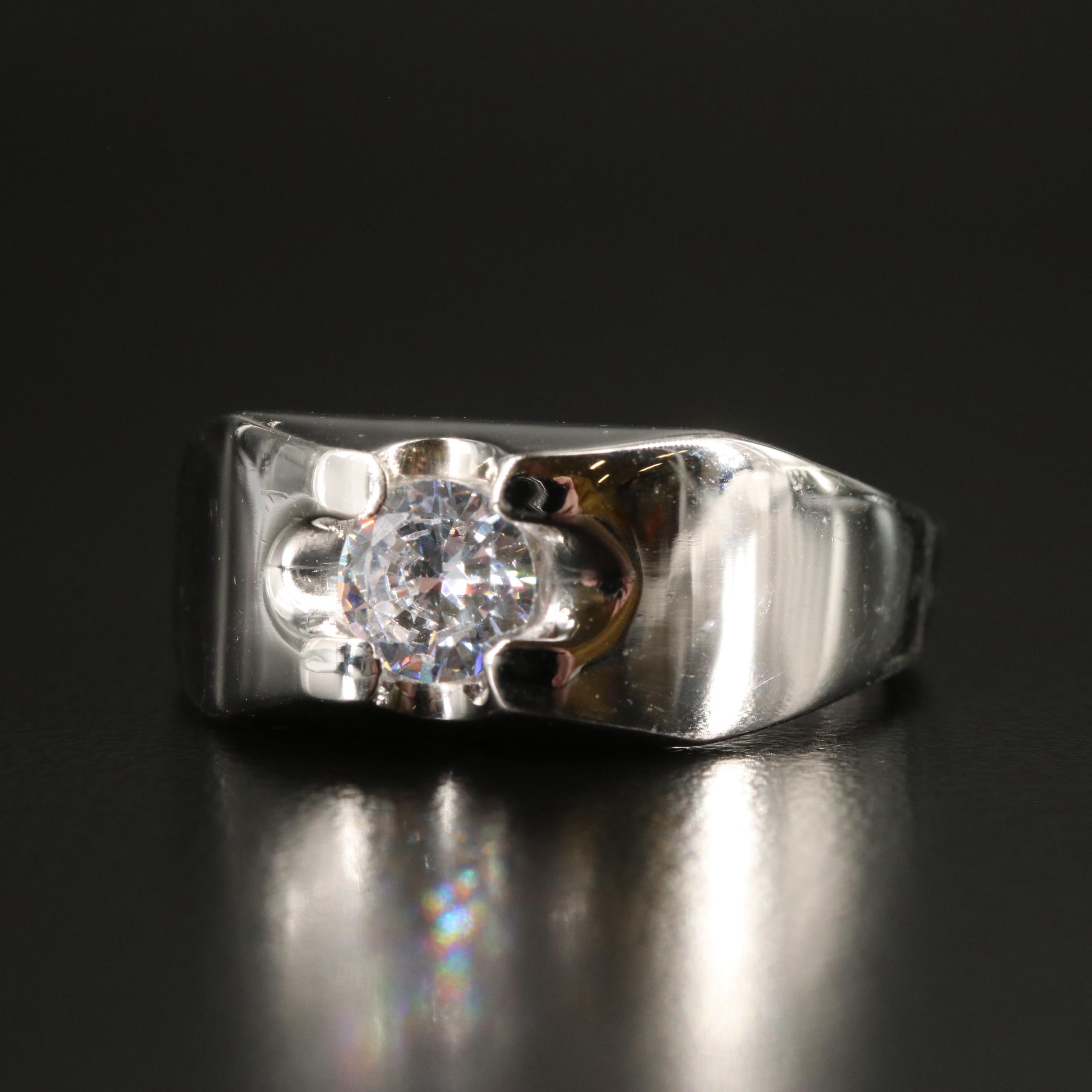 Sterling Cubic Zirconia Tapered Ring
