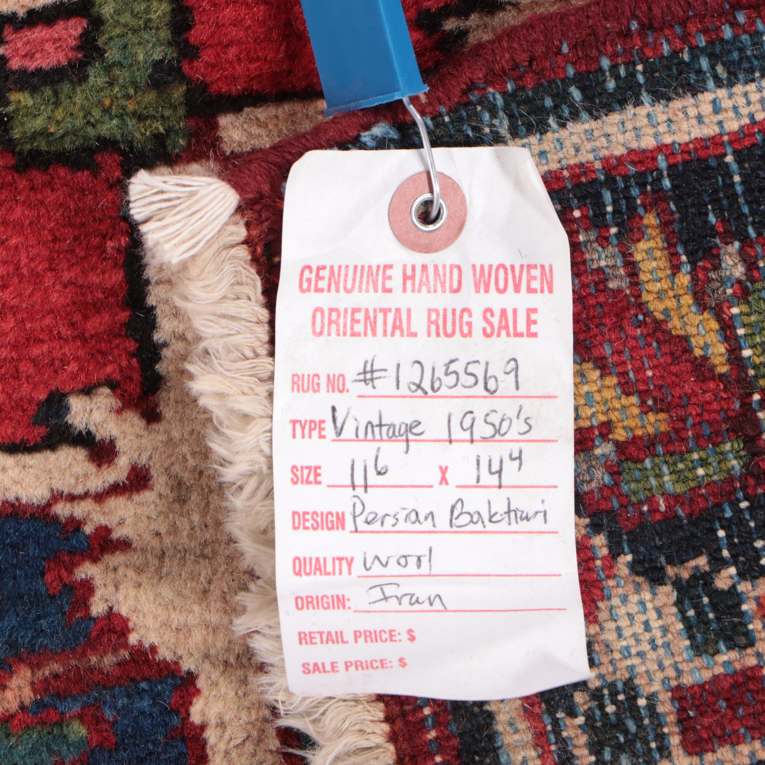 11'4 x 15'6 Hand-Knotted Persian Bakhtiari Area Rug, Semi-Antique