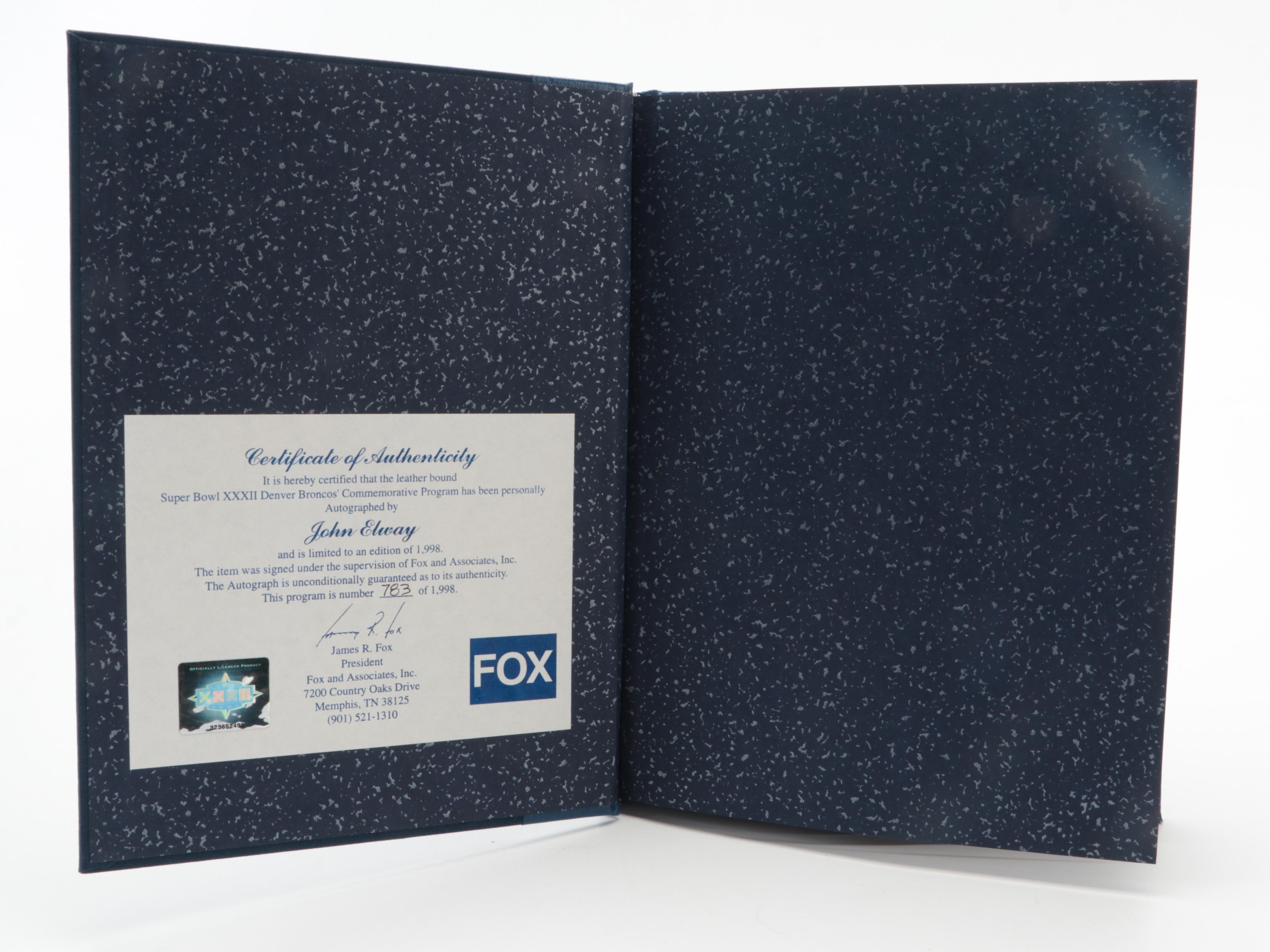 John Elway Signed Denver Broncos Super Bowl XXXII Champions Program