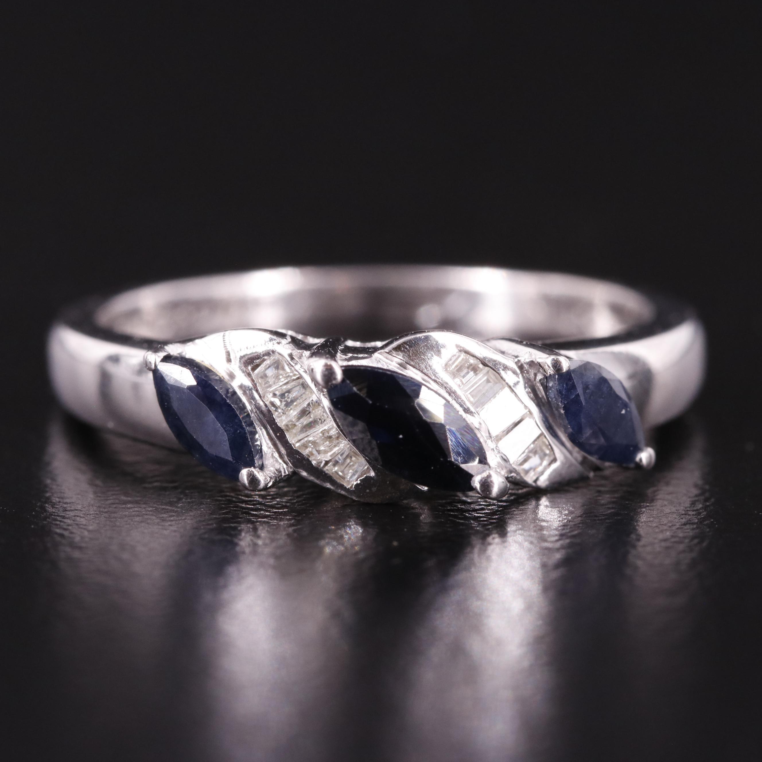 Sterling Sapphire and Diamond Ring