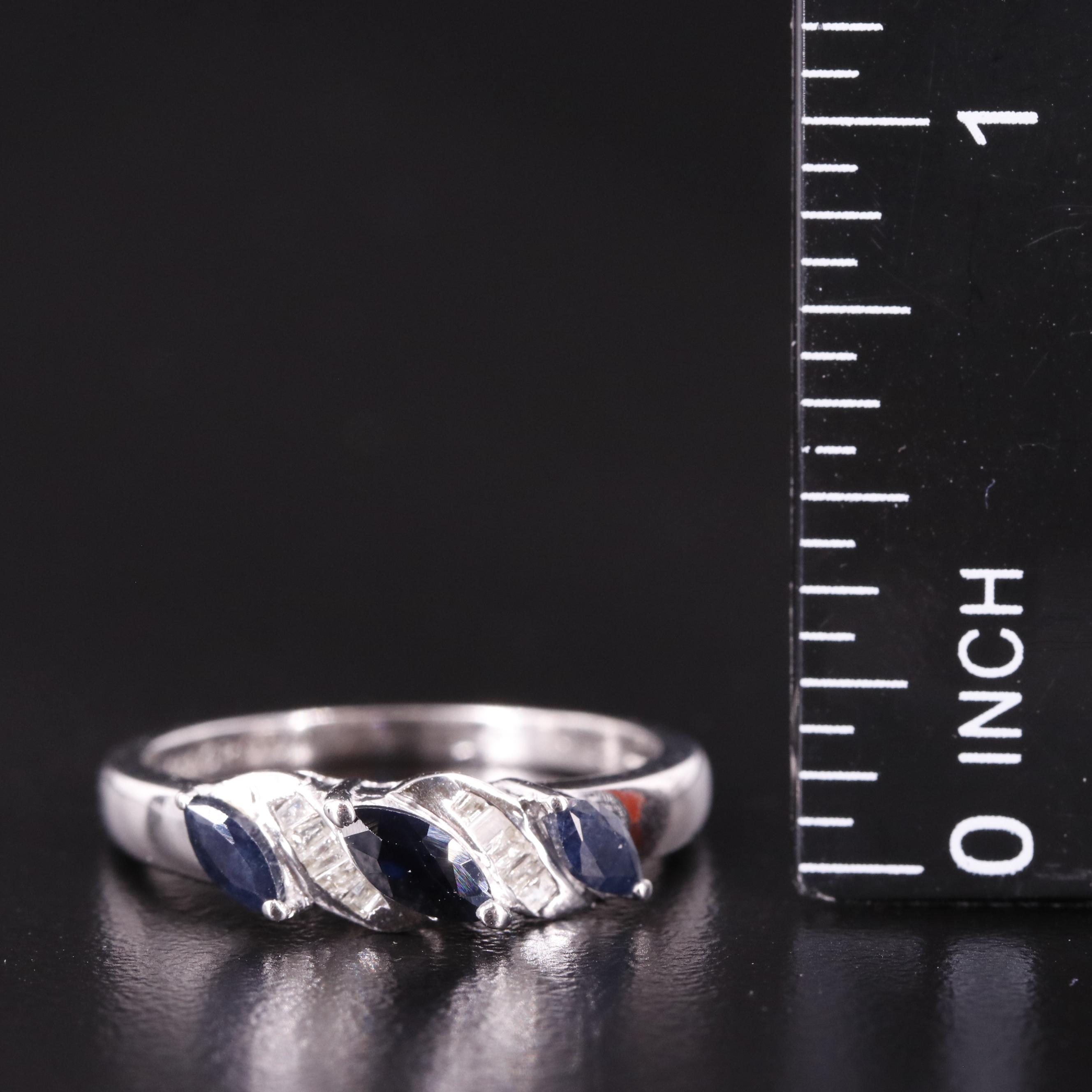 Sterling Sapphire and Diamond Ring