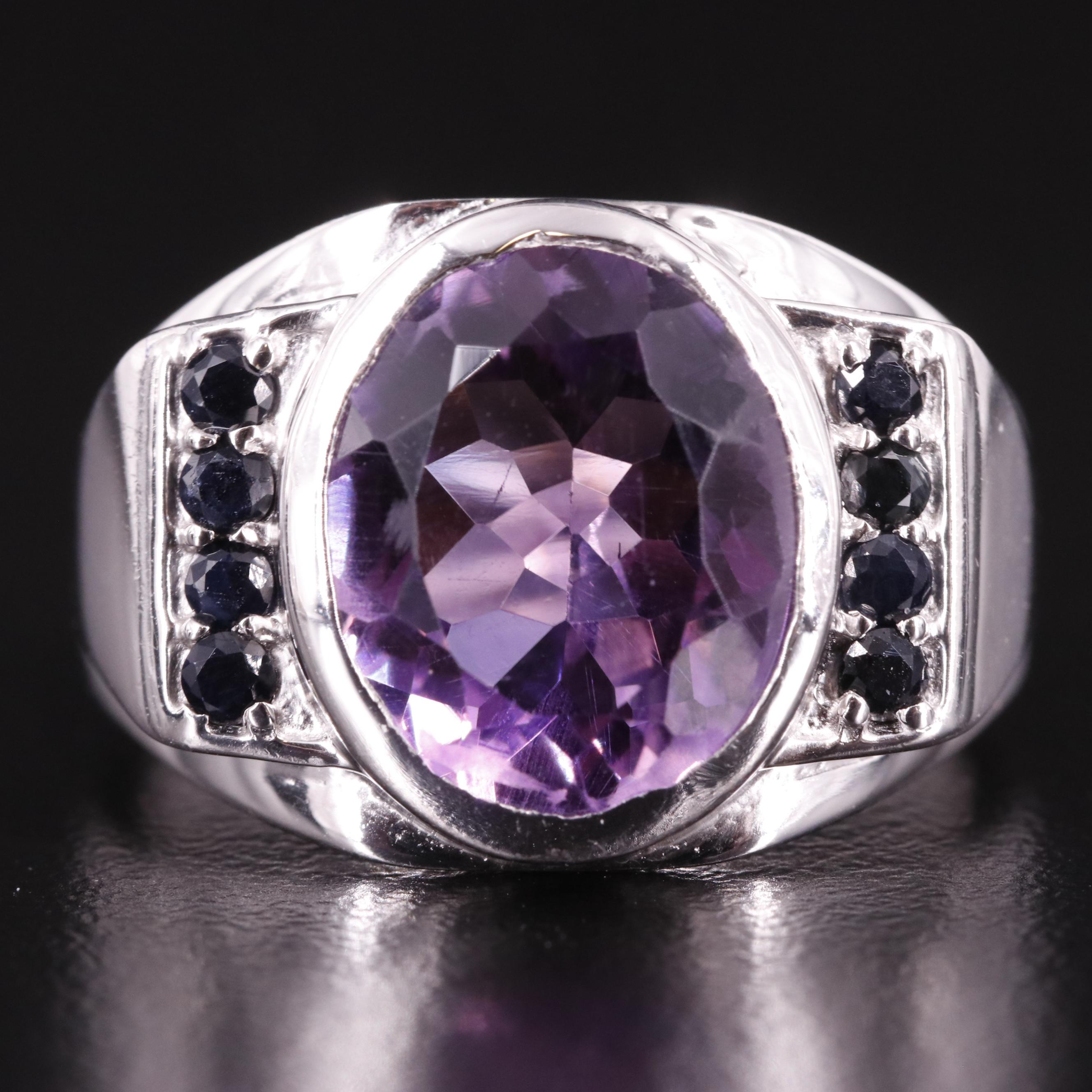 Sterling Amethyst and Sapphire Ring
