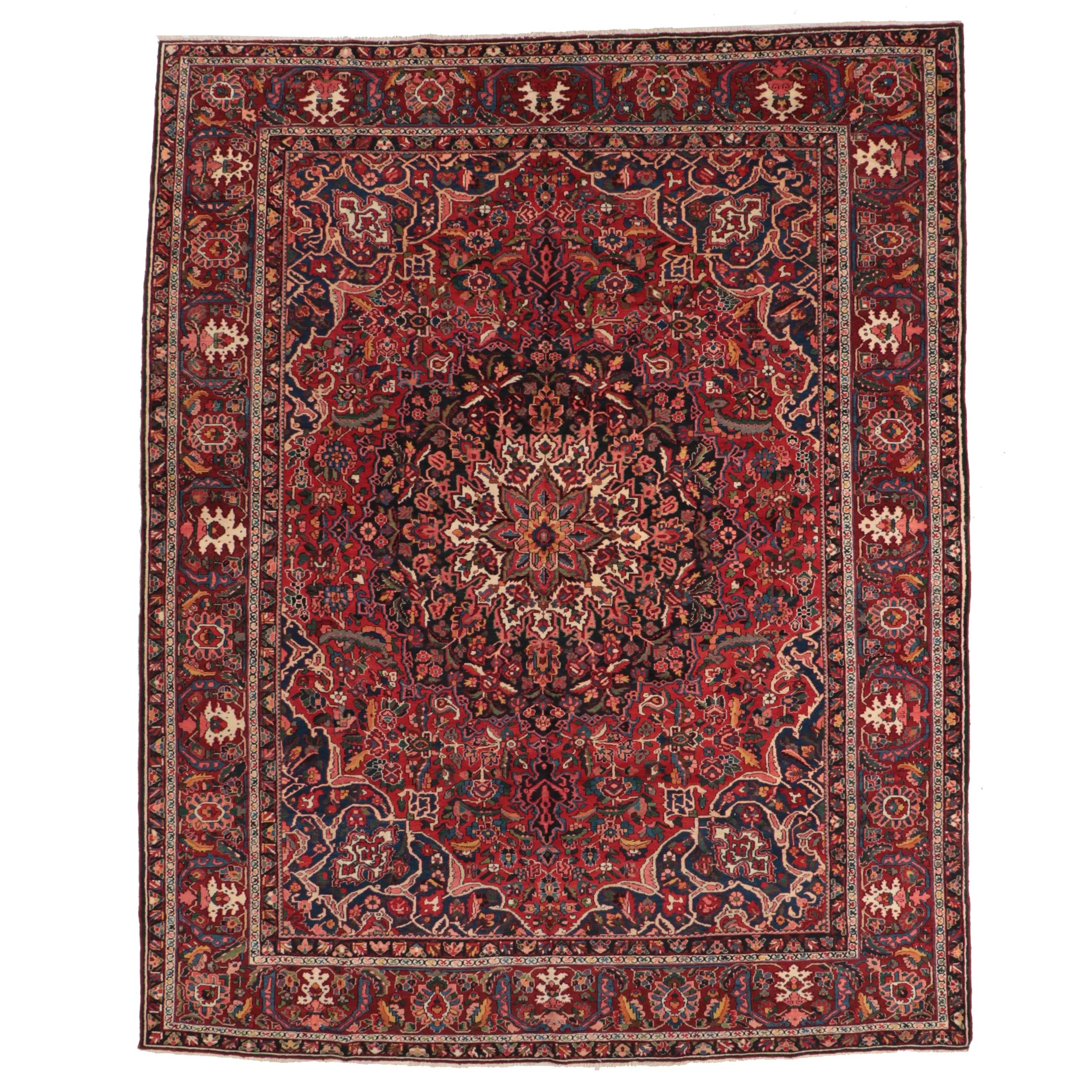 11'4 x 15'6 Hand-Knotted Persian Bakhtiari Area Rug, Semi-Antique