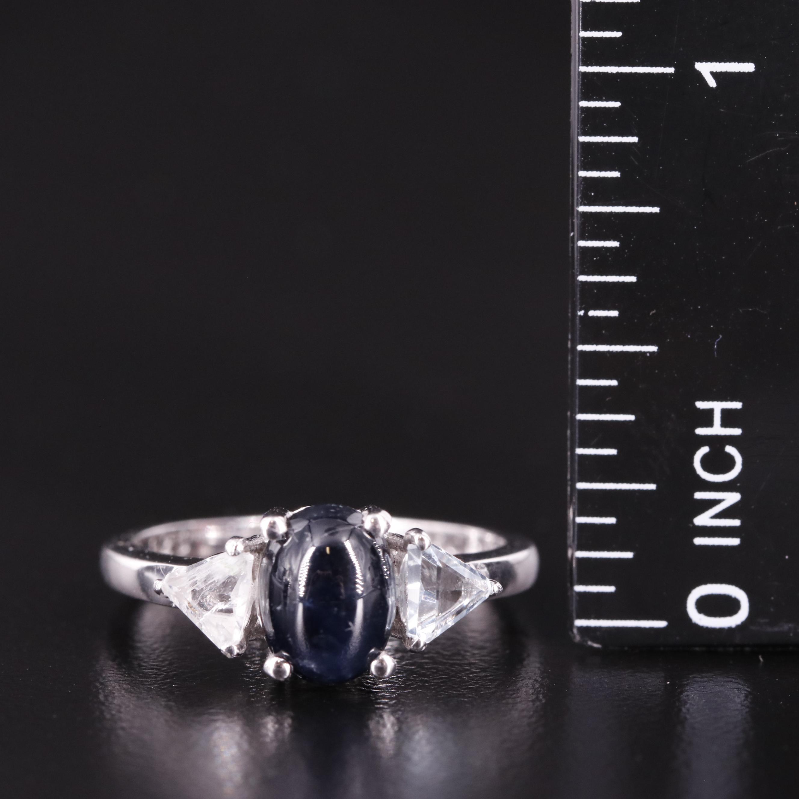Sterling Sapphire and White Topaz Ring