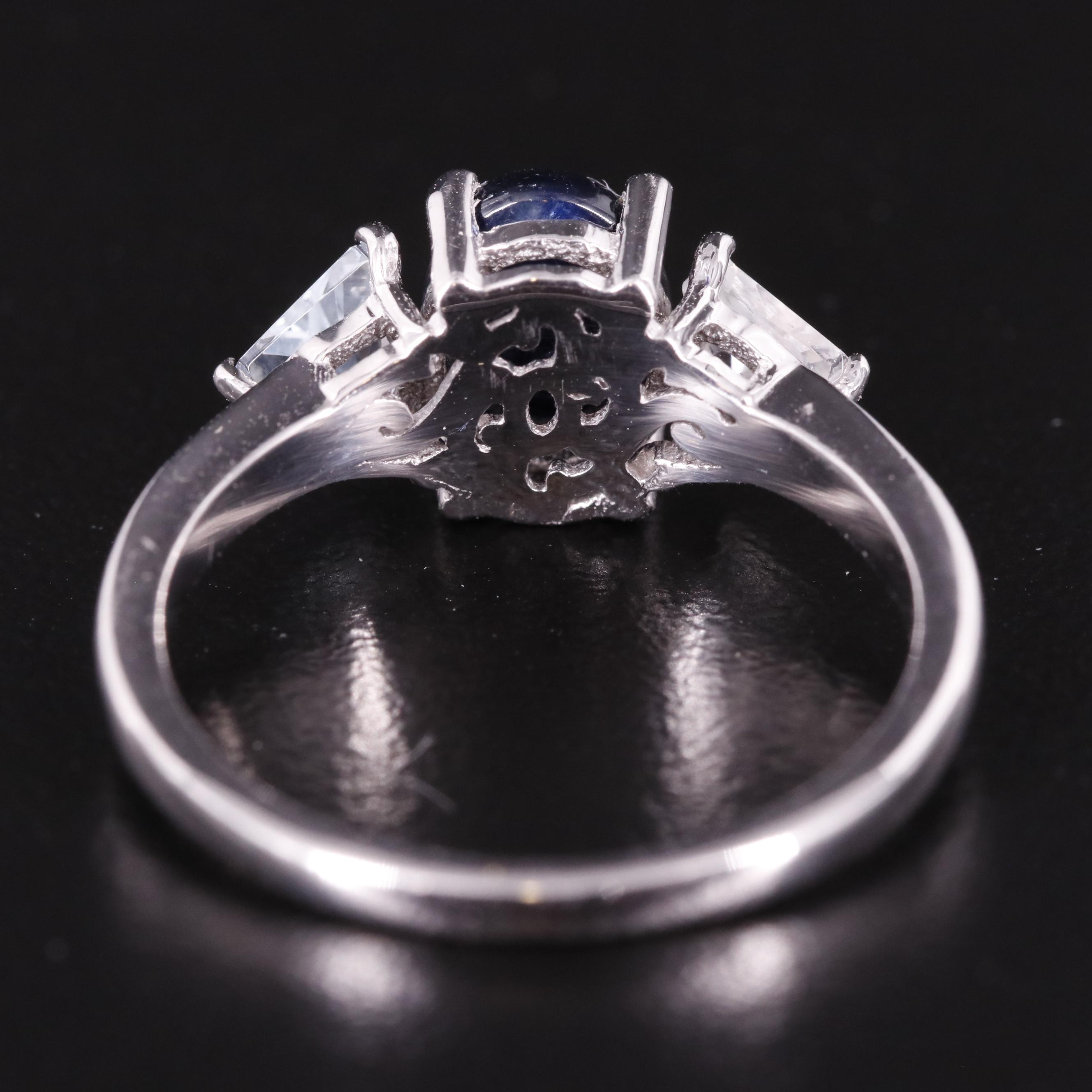 Sterling Sapphire and White Topaz Ring