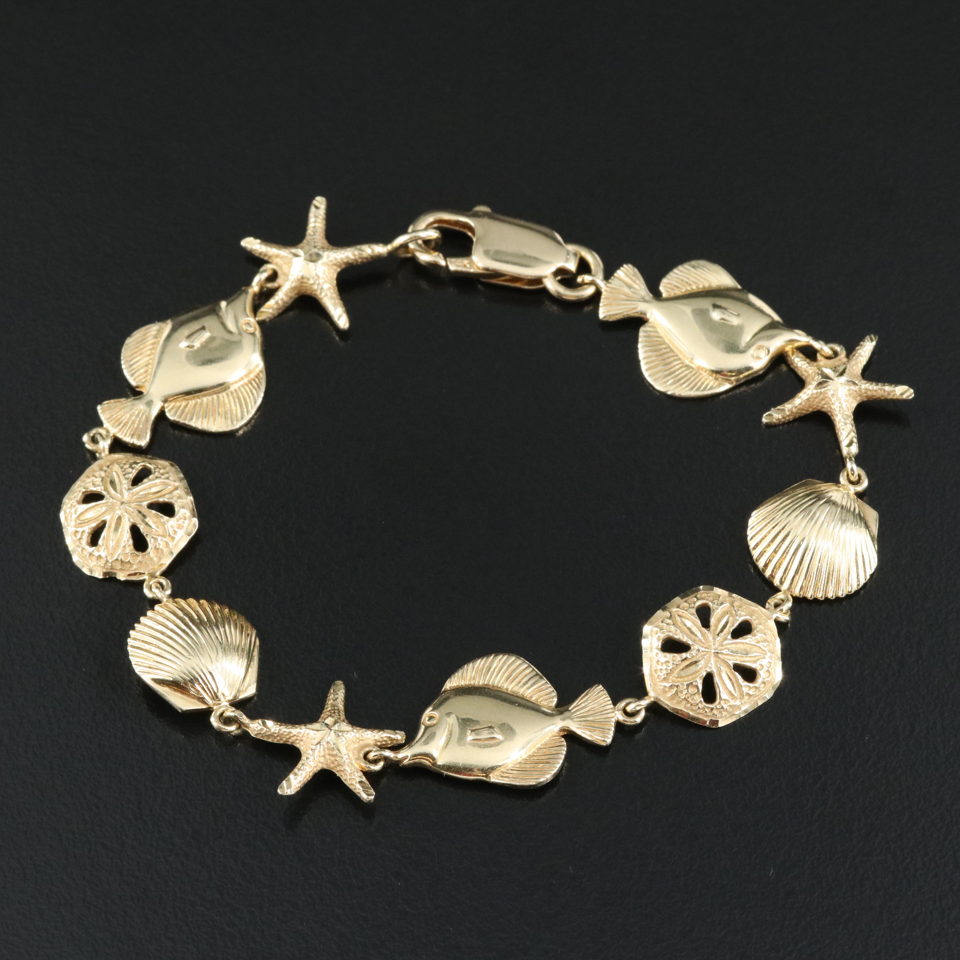 14K Ocean Themed Bracelet