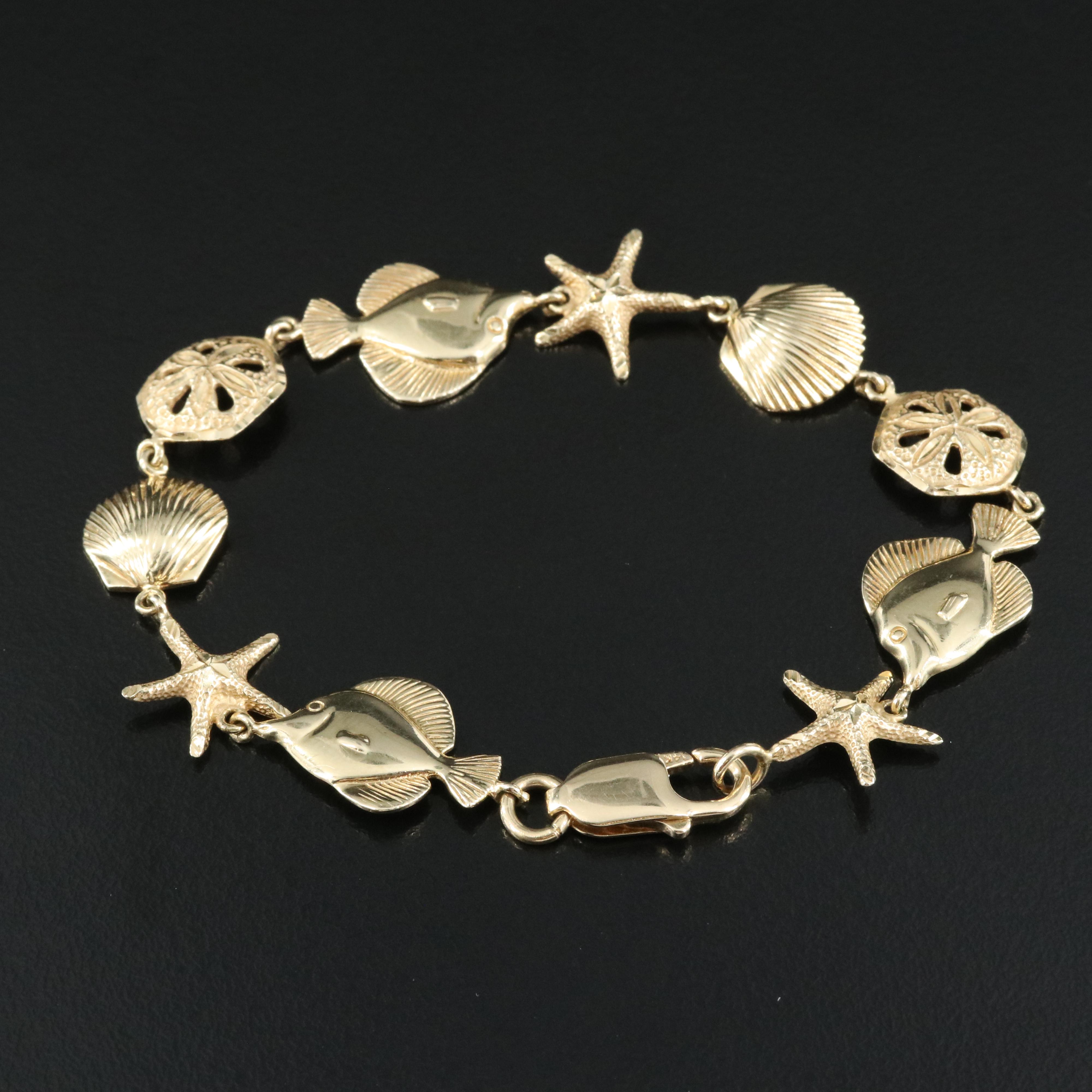 14K Ocean Themed Bracelet