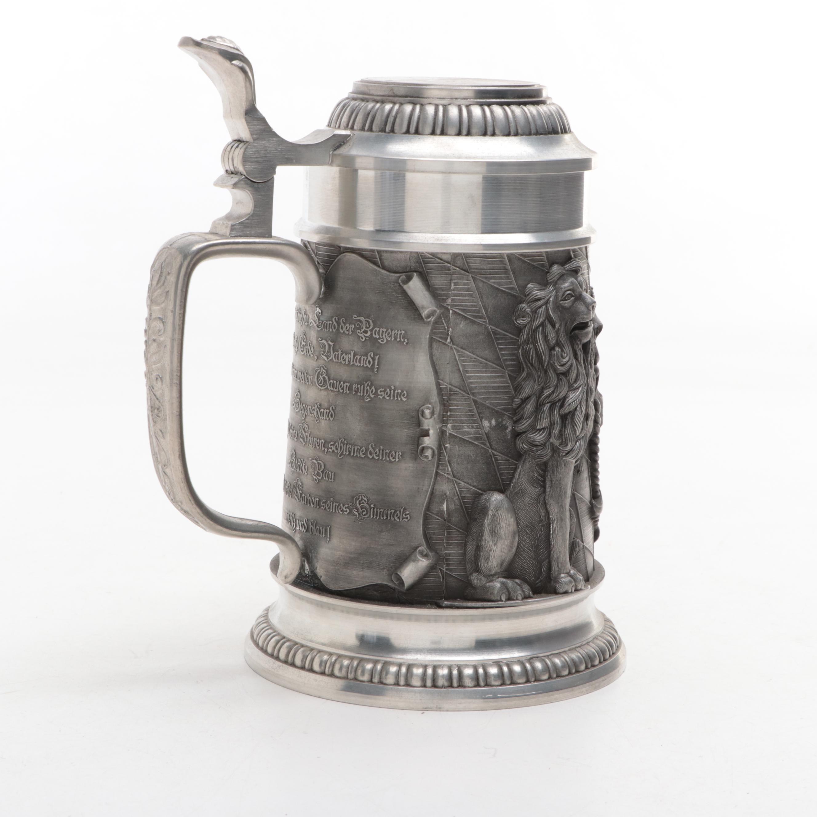 Armorial German Pewter Beer Stein