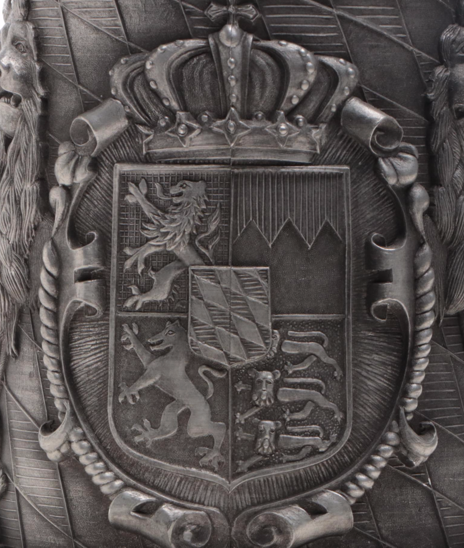 Armorial German Pewter Beer Stein