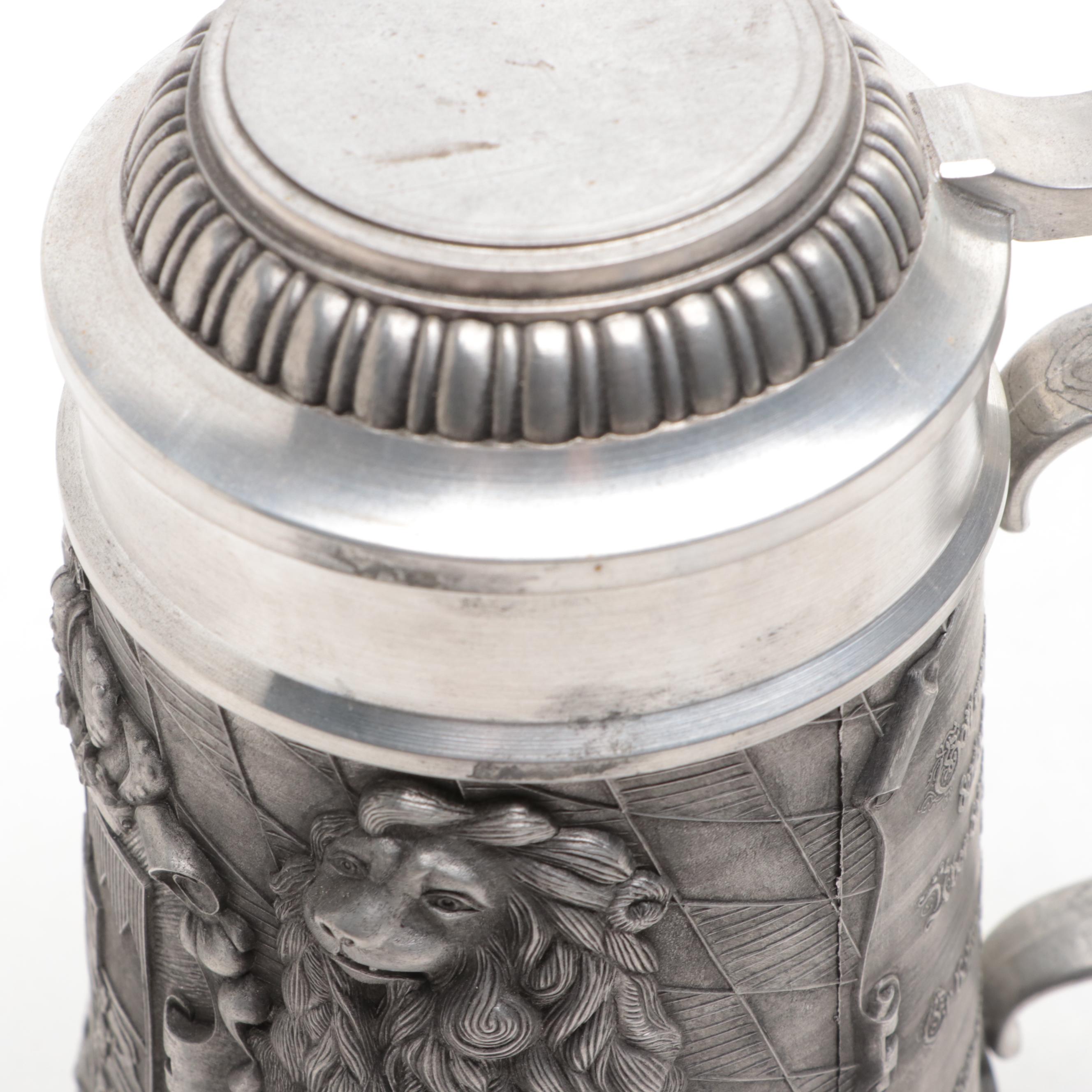 Armorial German Pewter Beer Stein
