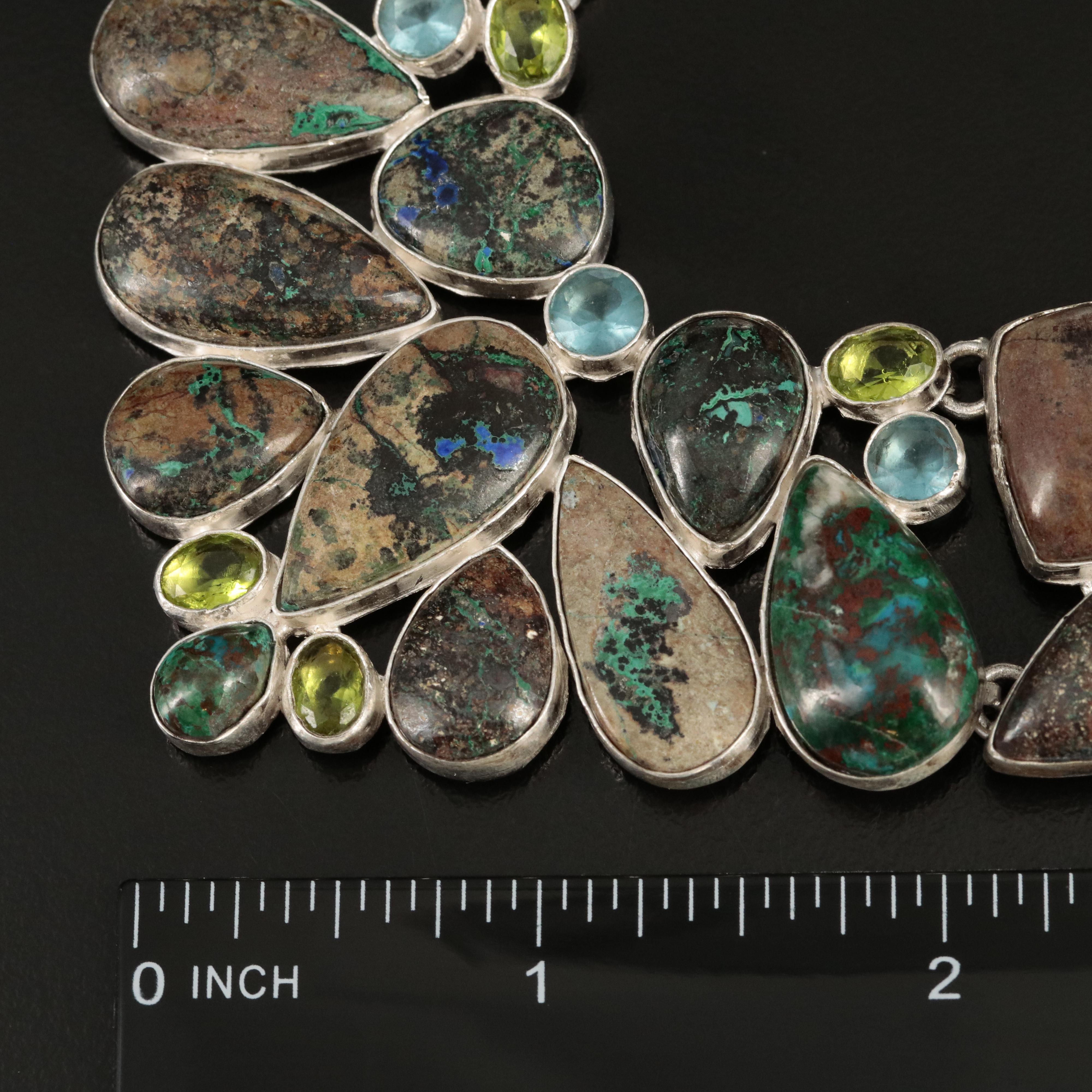 Sterling Chrysocolla and Glass Necklace