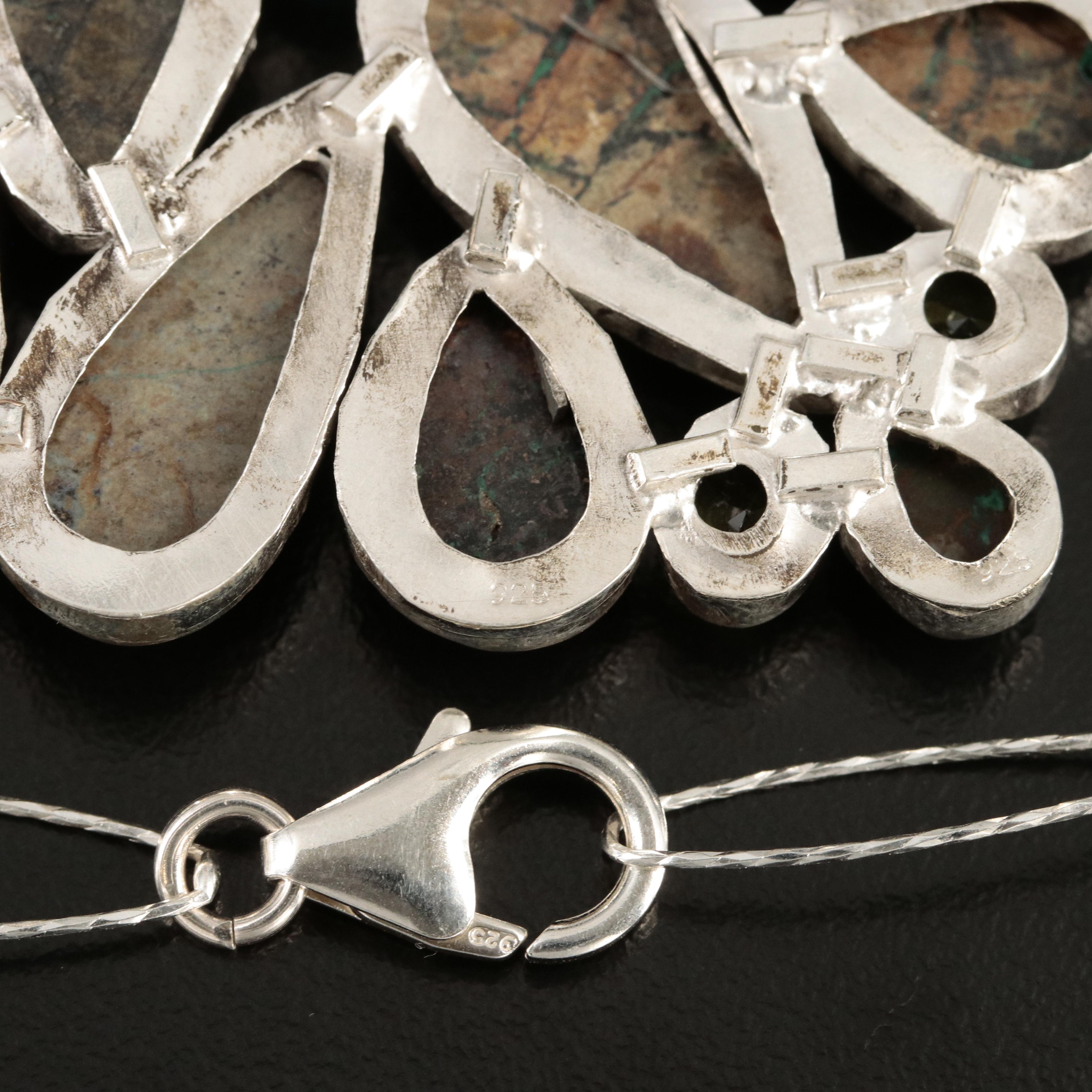 Sterling Chrysocolla and Glass Necklace