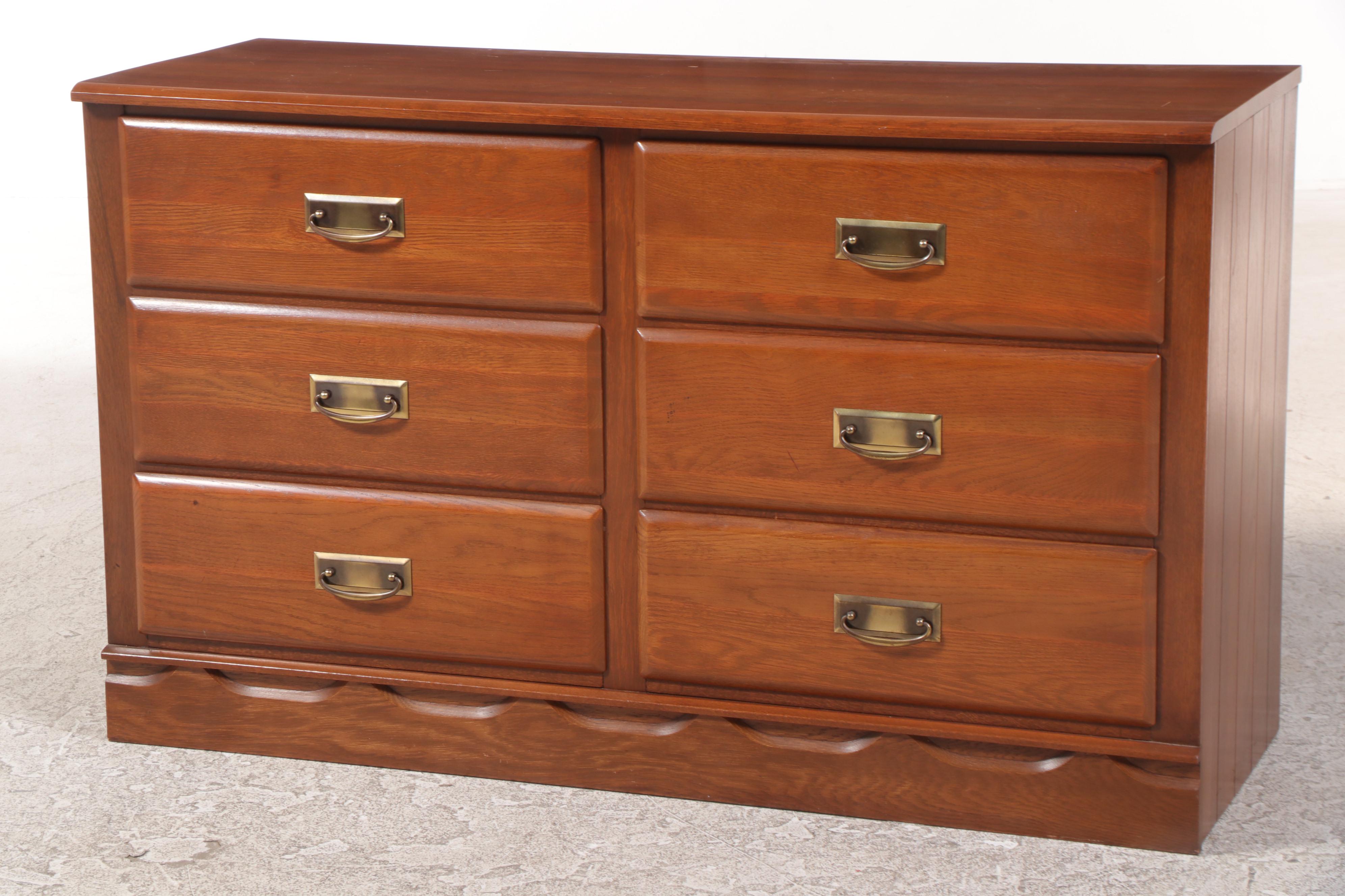 Cavalier Oak Six-Drawer Dresser, Mid-20th Century