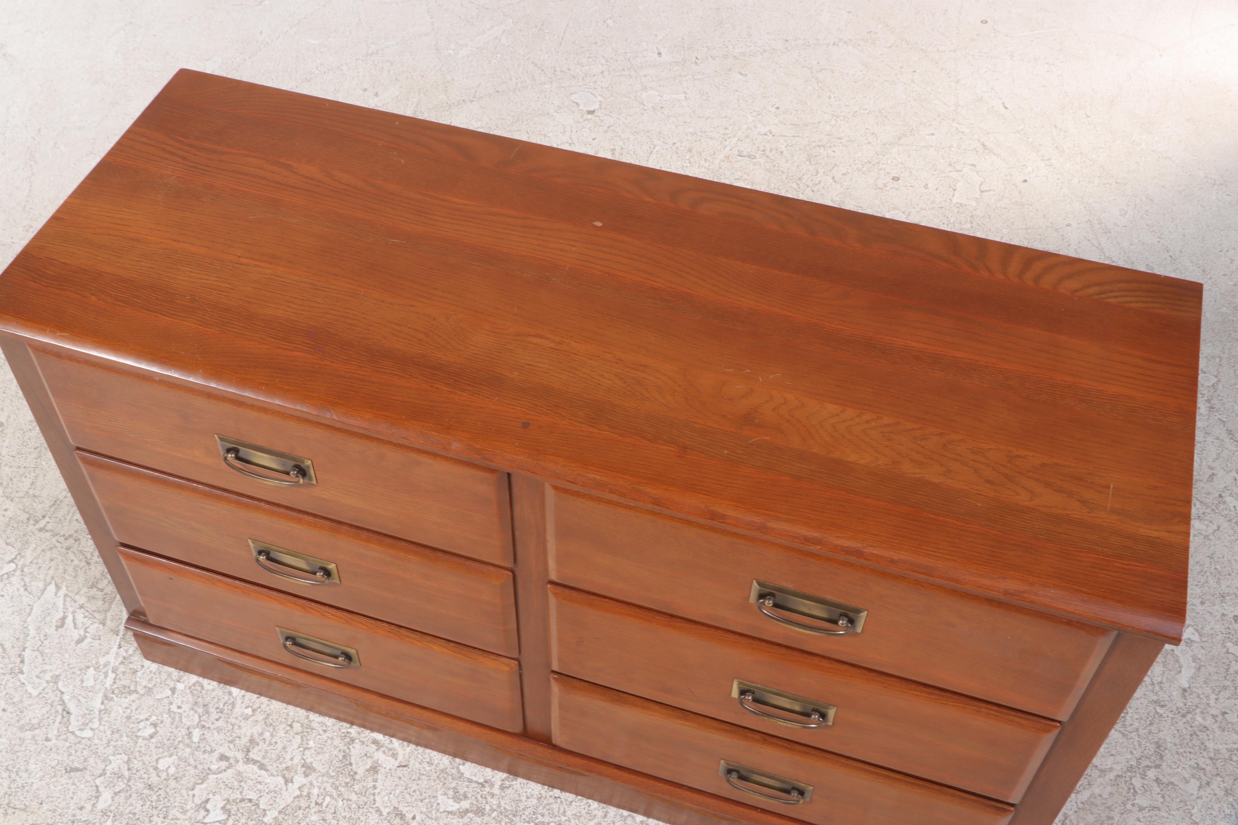 Cavalier Oak Six-Drawer Dresser, Mid-20th Century