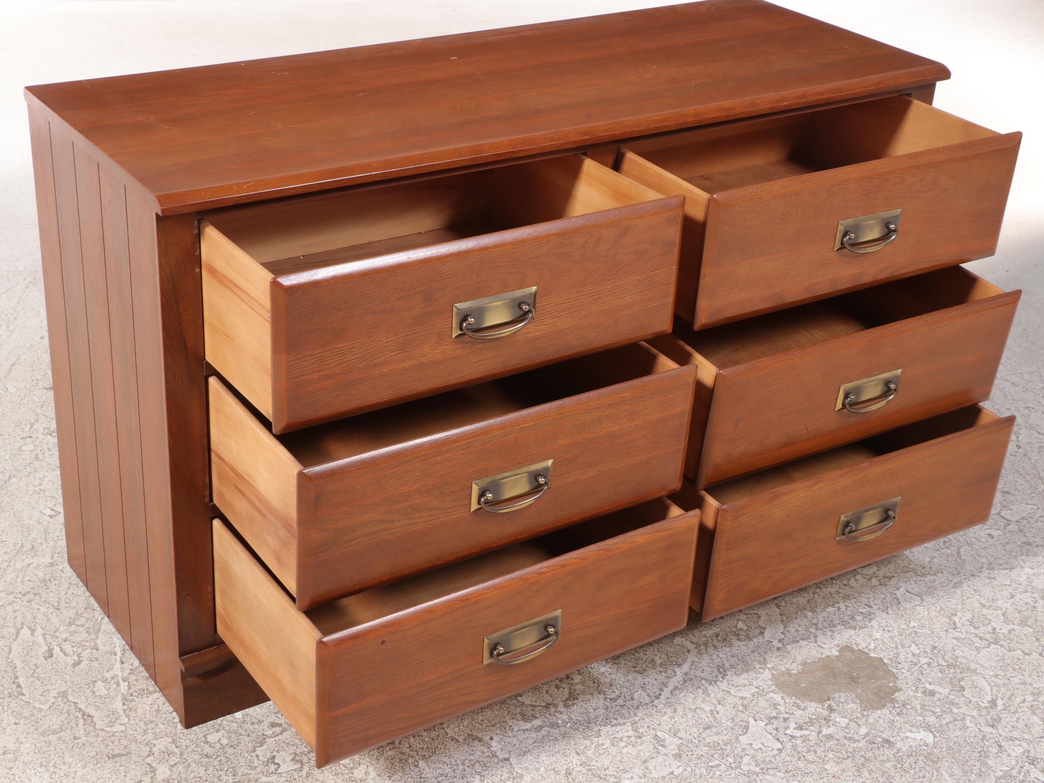Cavalier Oak Six-Drawer Dresser, Mid-20th Century