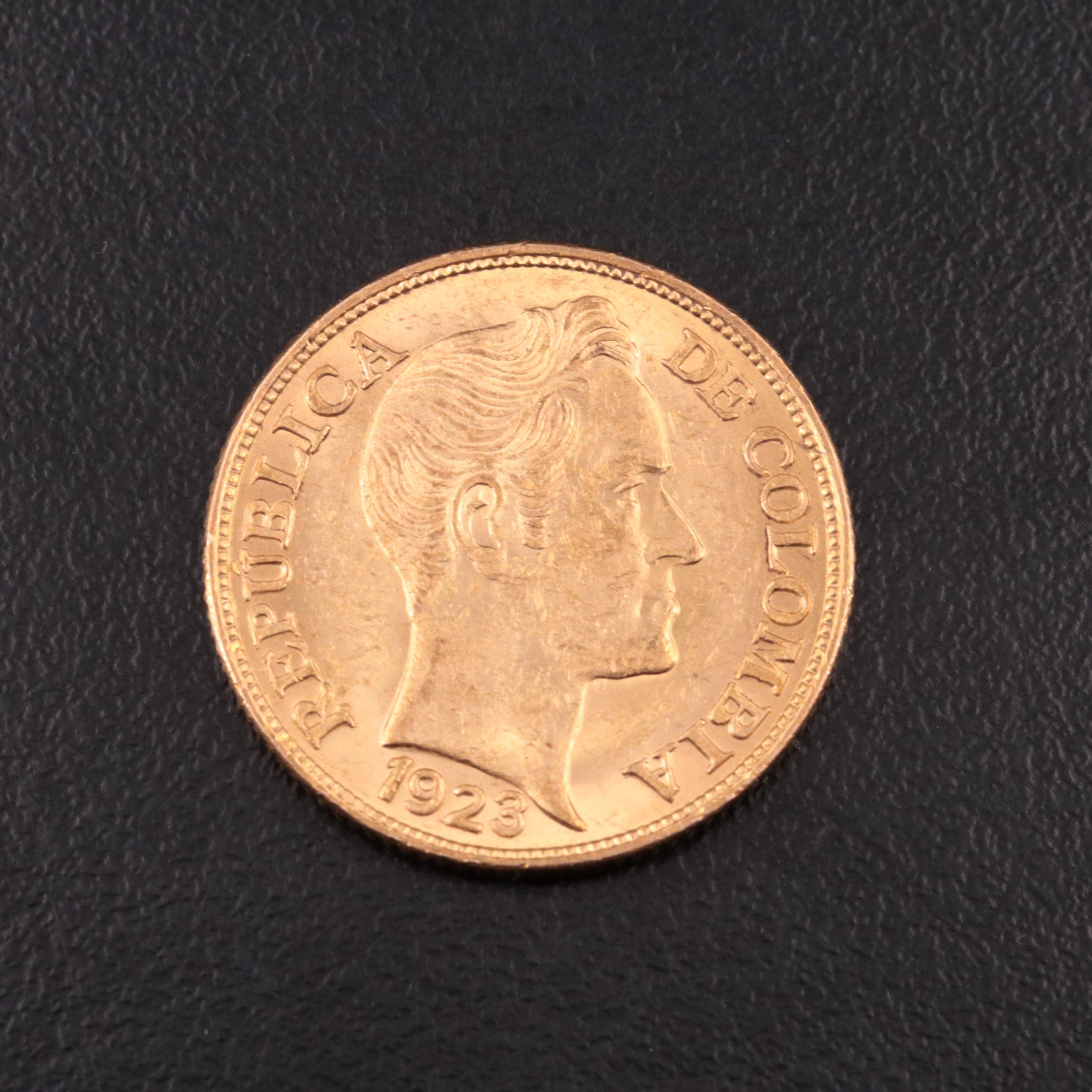 1923 Colombia 5-Pesos Gold Coin