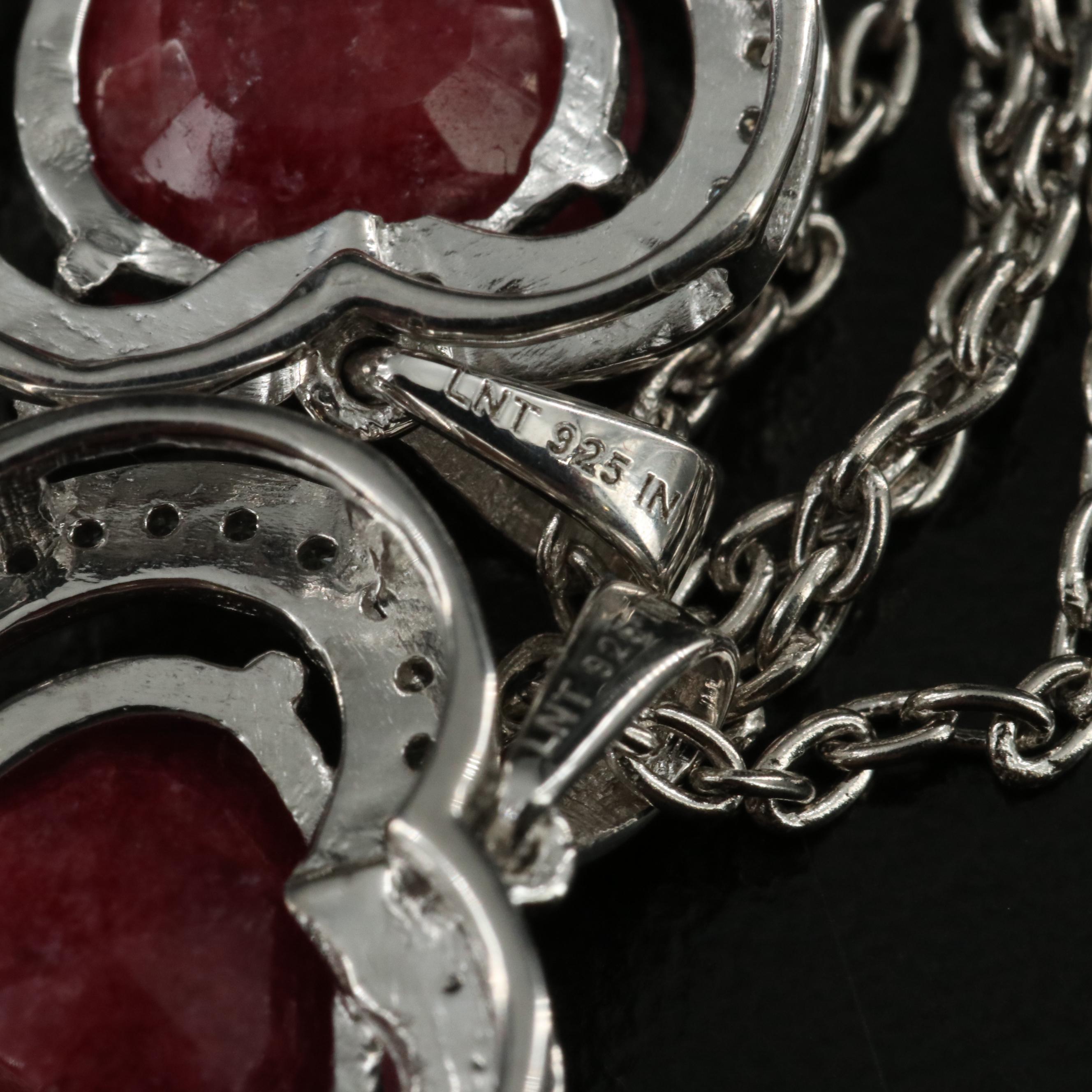 Sterling Beryl and Zircon Heart Necklaces