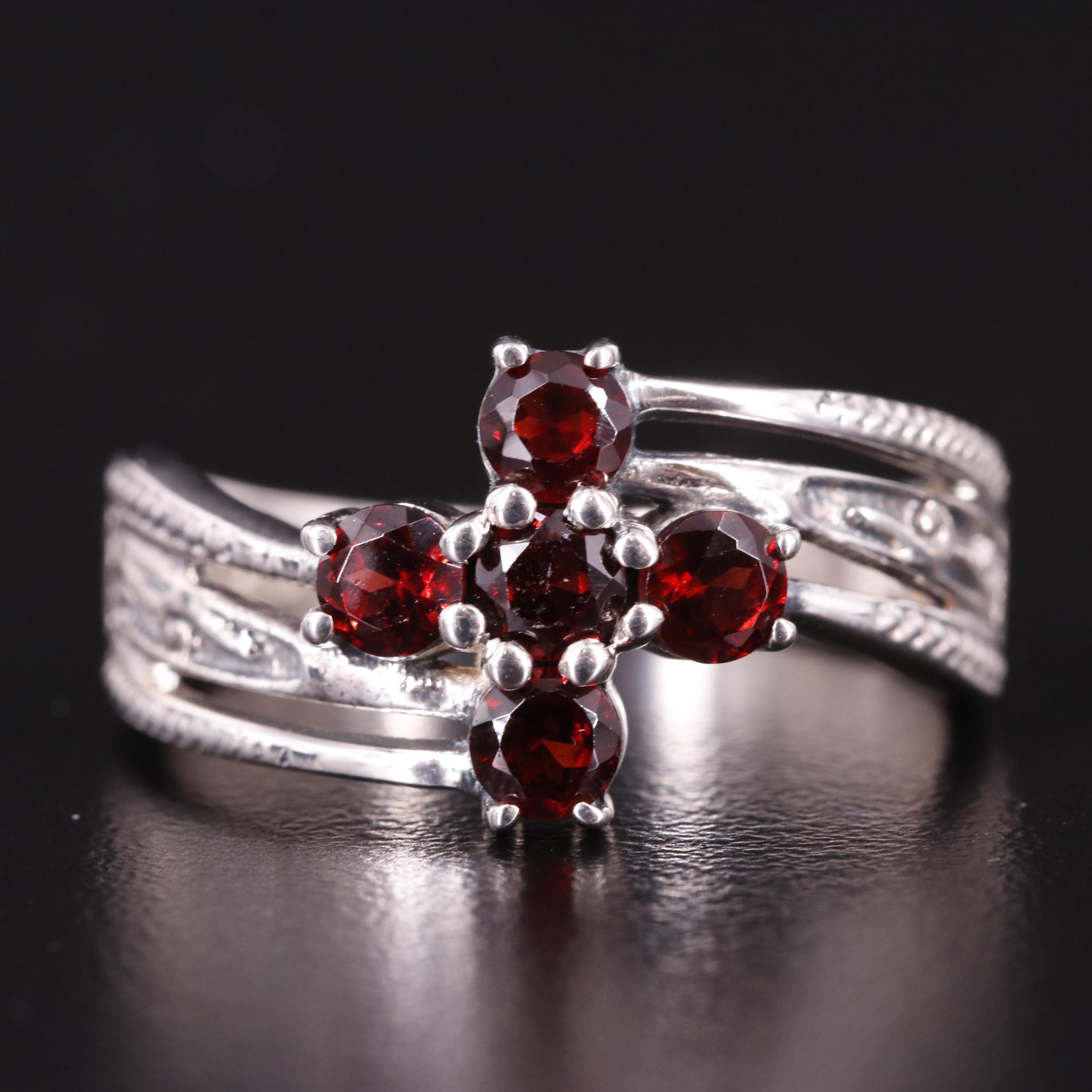Sterling Garnet Bypass Ring