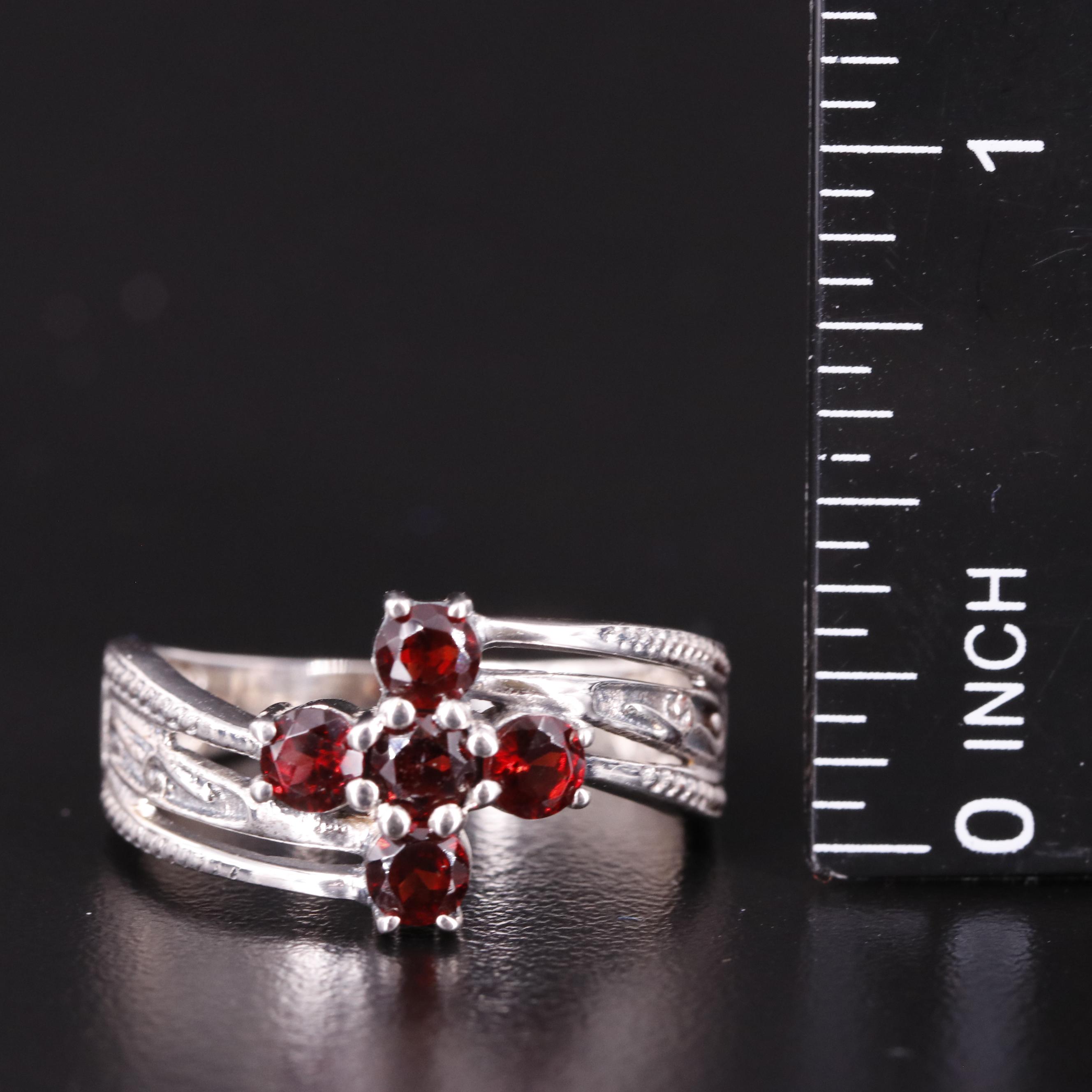 Sterling Garnet Bypass Ring