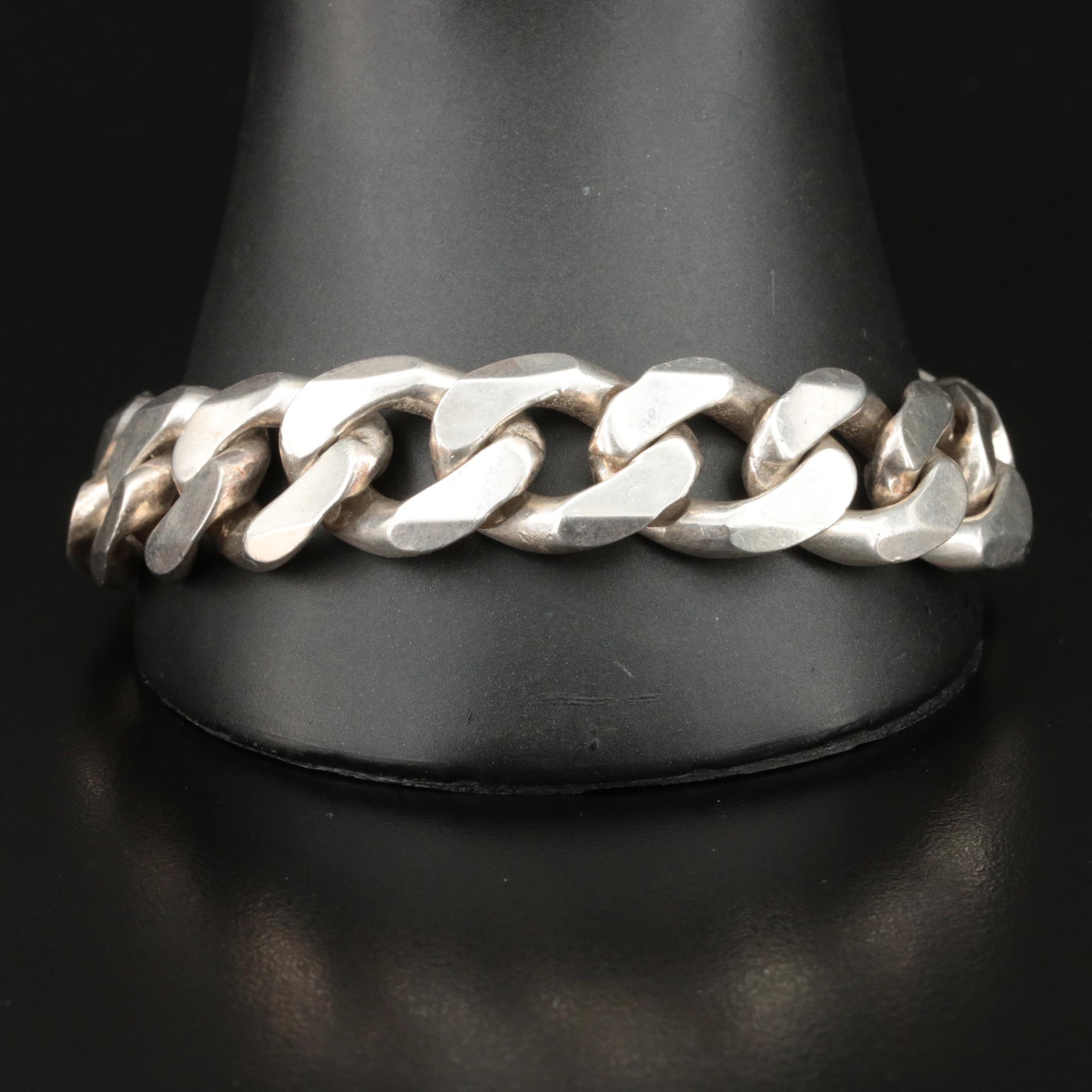 Italian Sterling Large Curb Link Bracelet