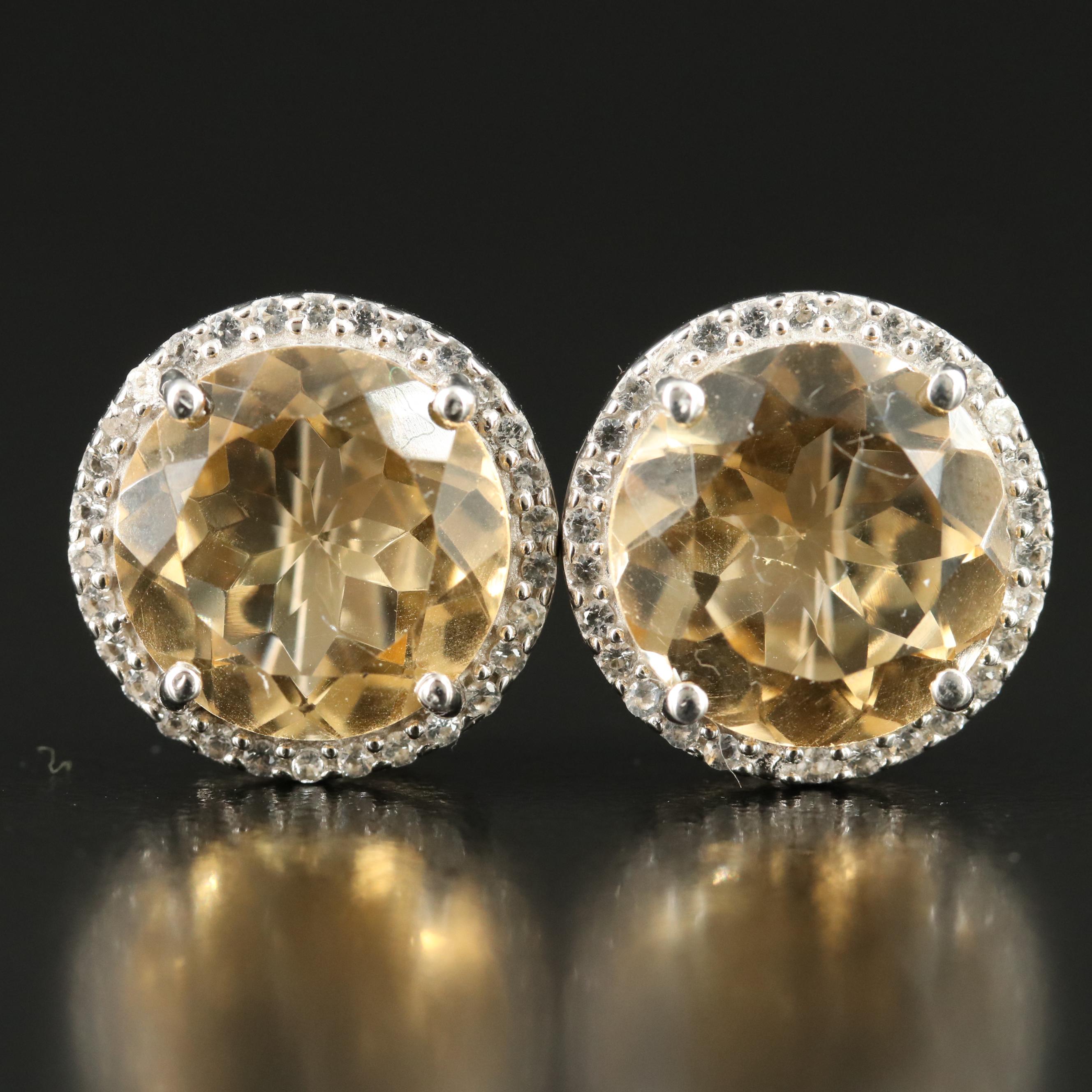 Sterling Citrine and White Topaz Earrings