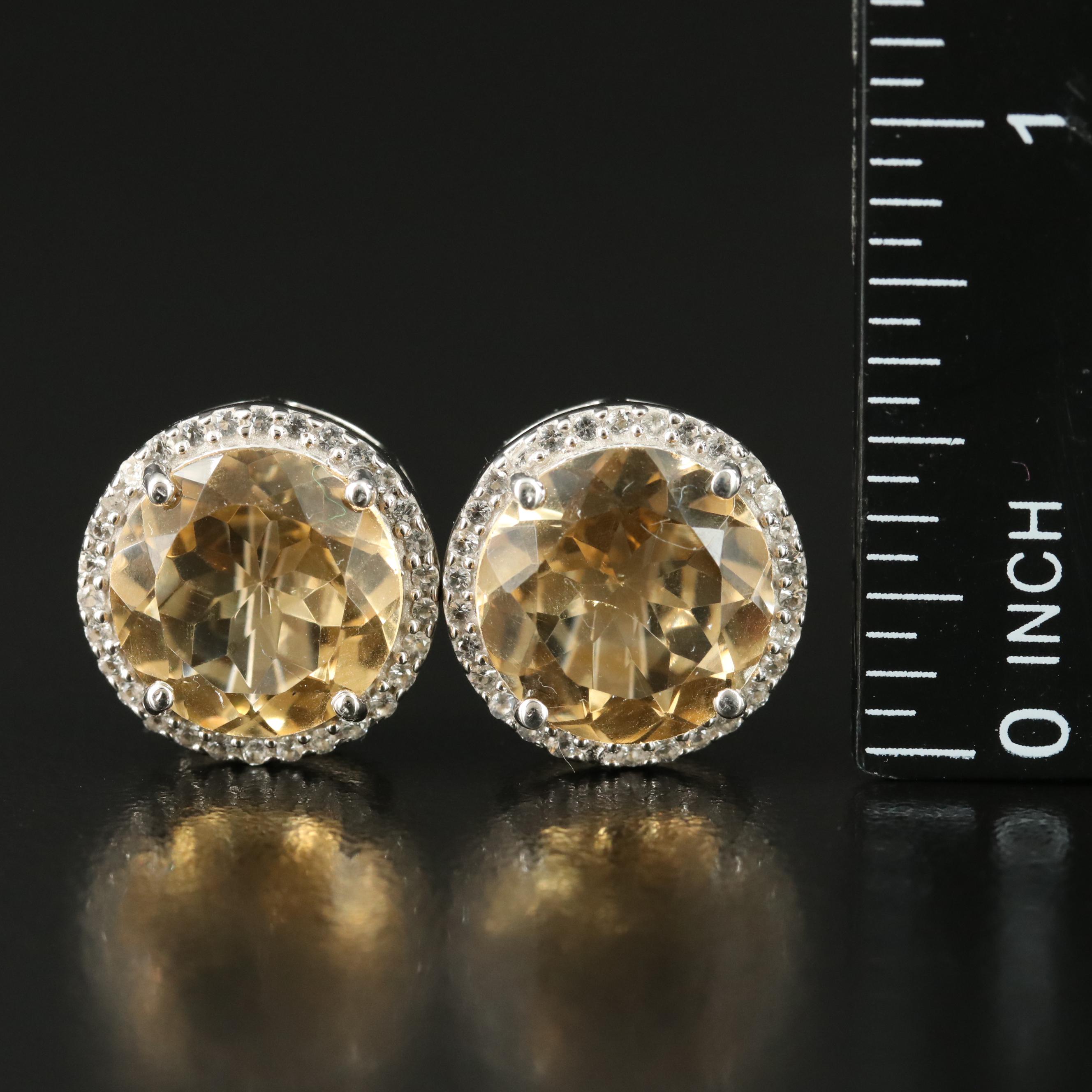Sterling Citrine and White Topaz Earrings
