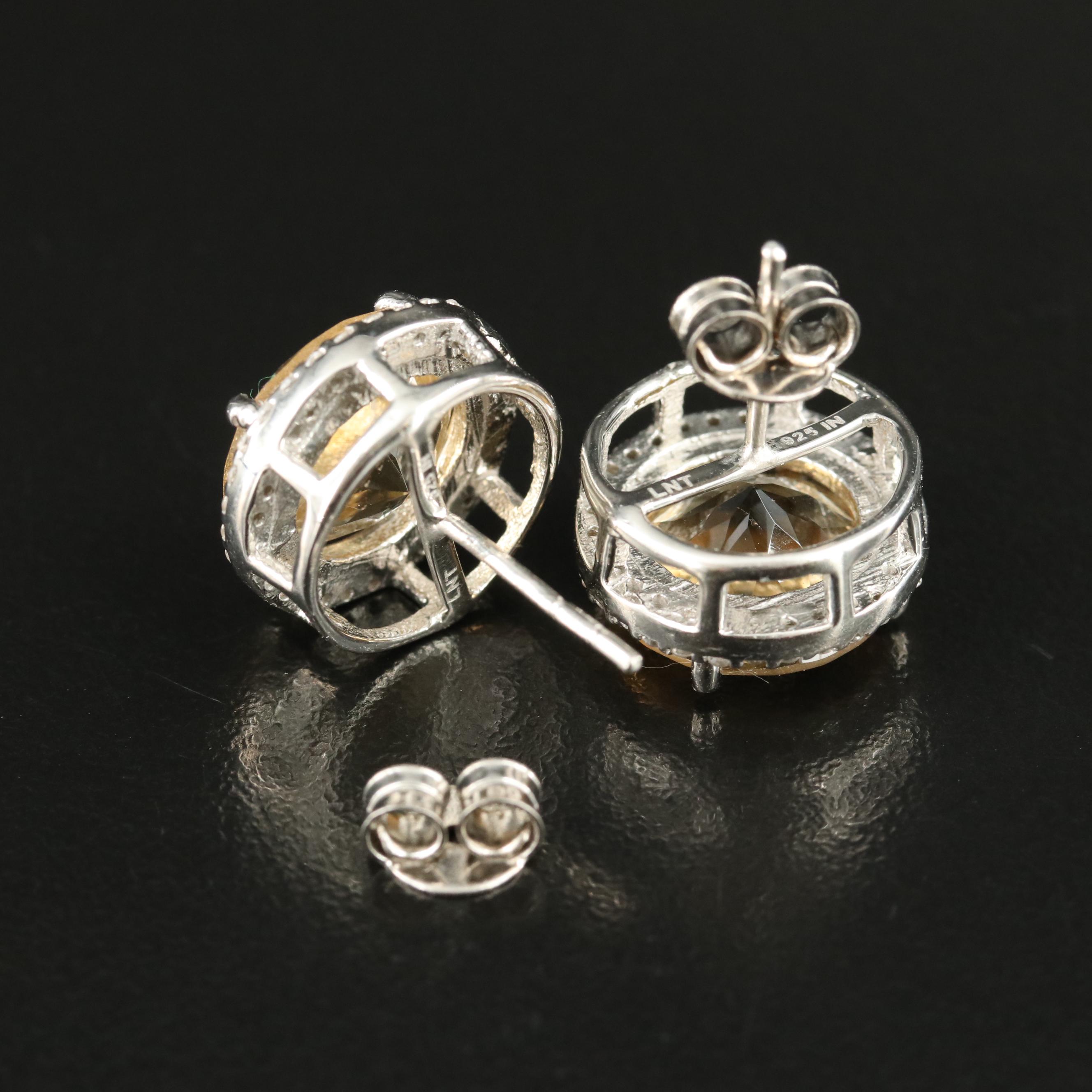 Sterling Citrine and White Topaz Earrings