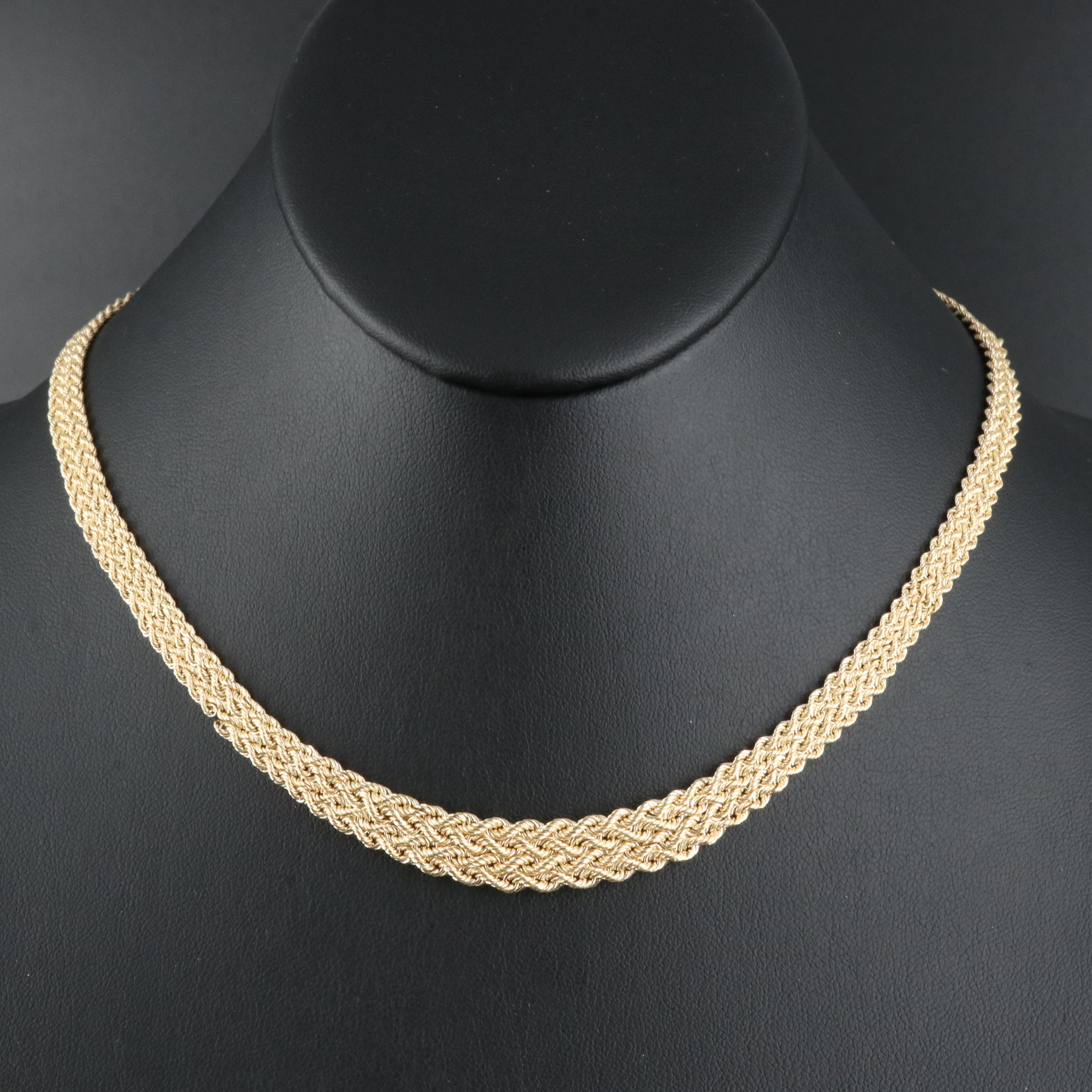 14K Braided Rope Chain Necklace
