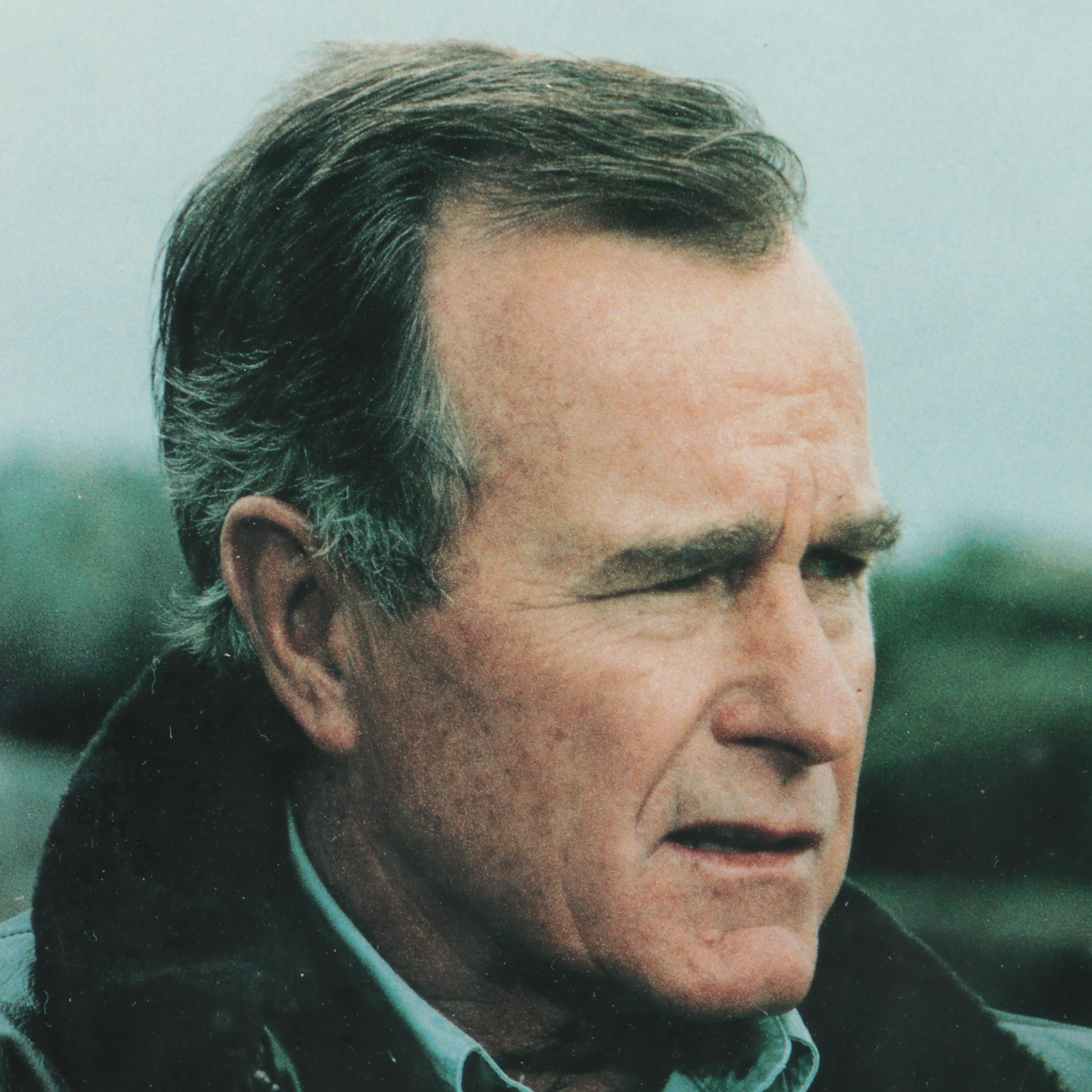 George H. W. Bush Signed Giclée in a Matted Frame