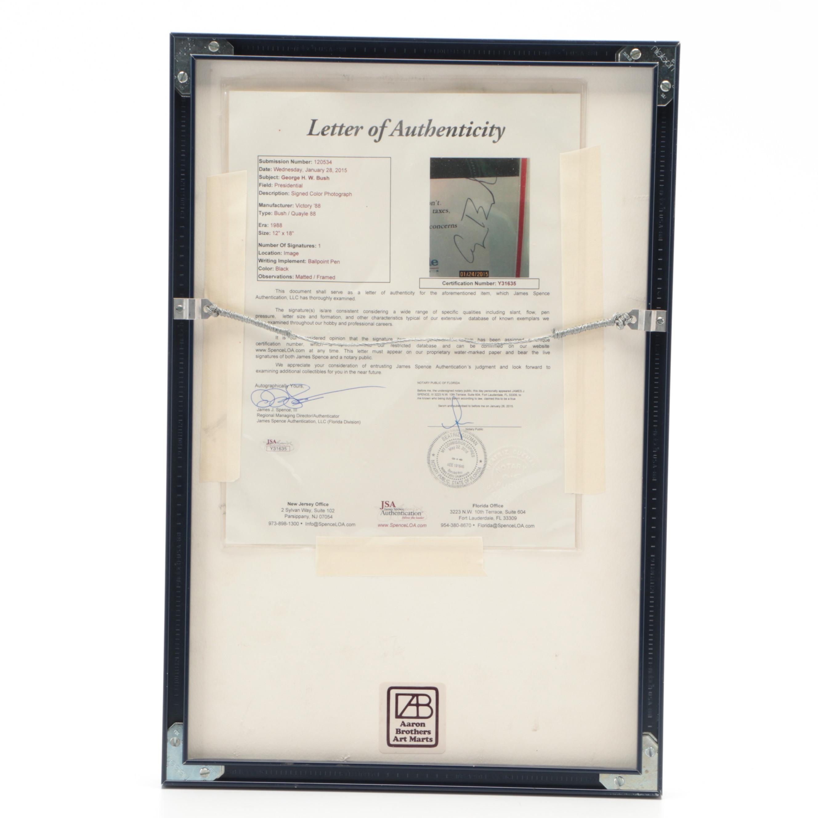 George H. W. Bush Signed Giclée in a Matted Frame