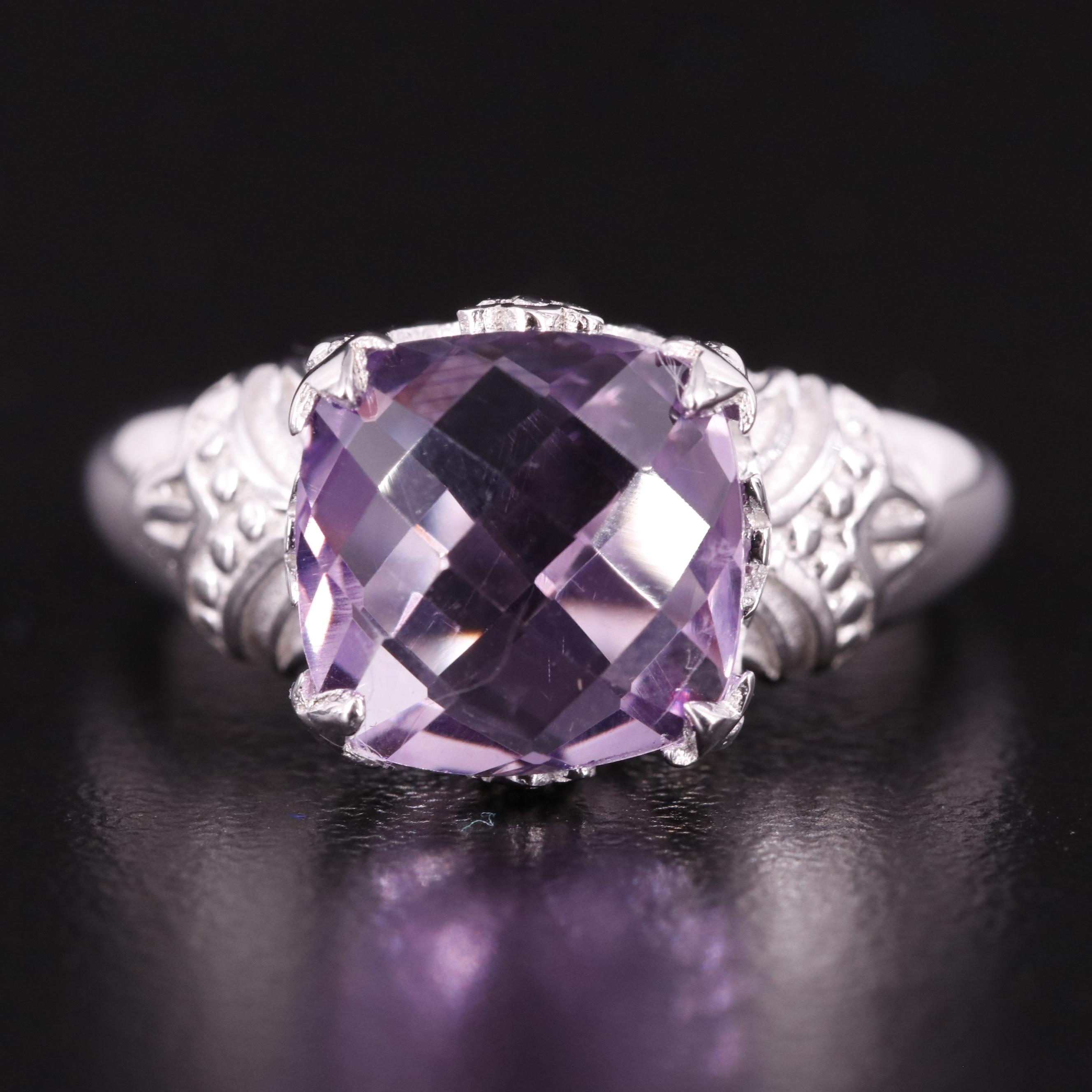 Sterling Amethyst Solitaire Ring