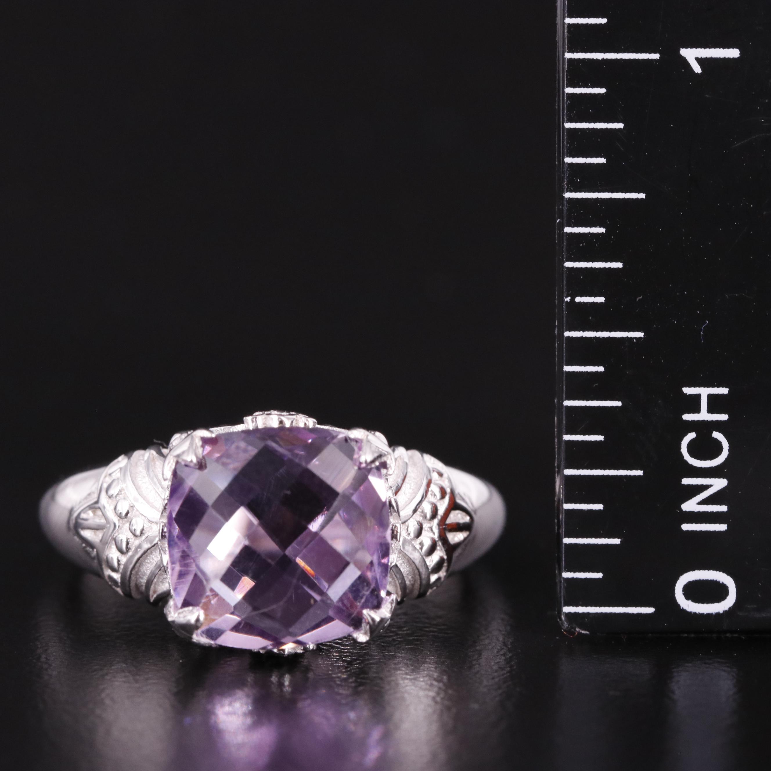 Sterling Amethyst Solitaire Ring