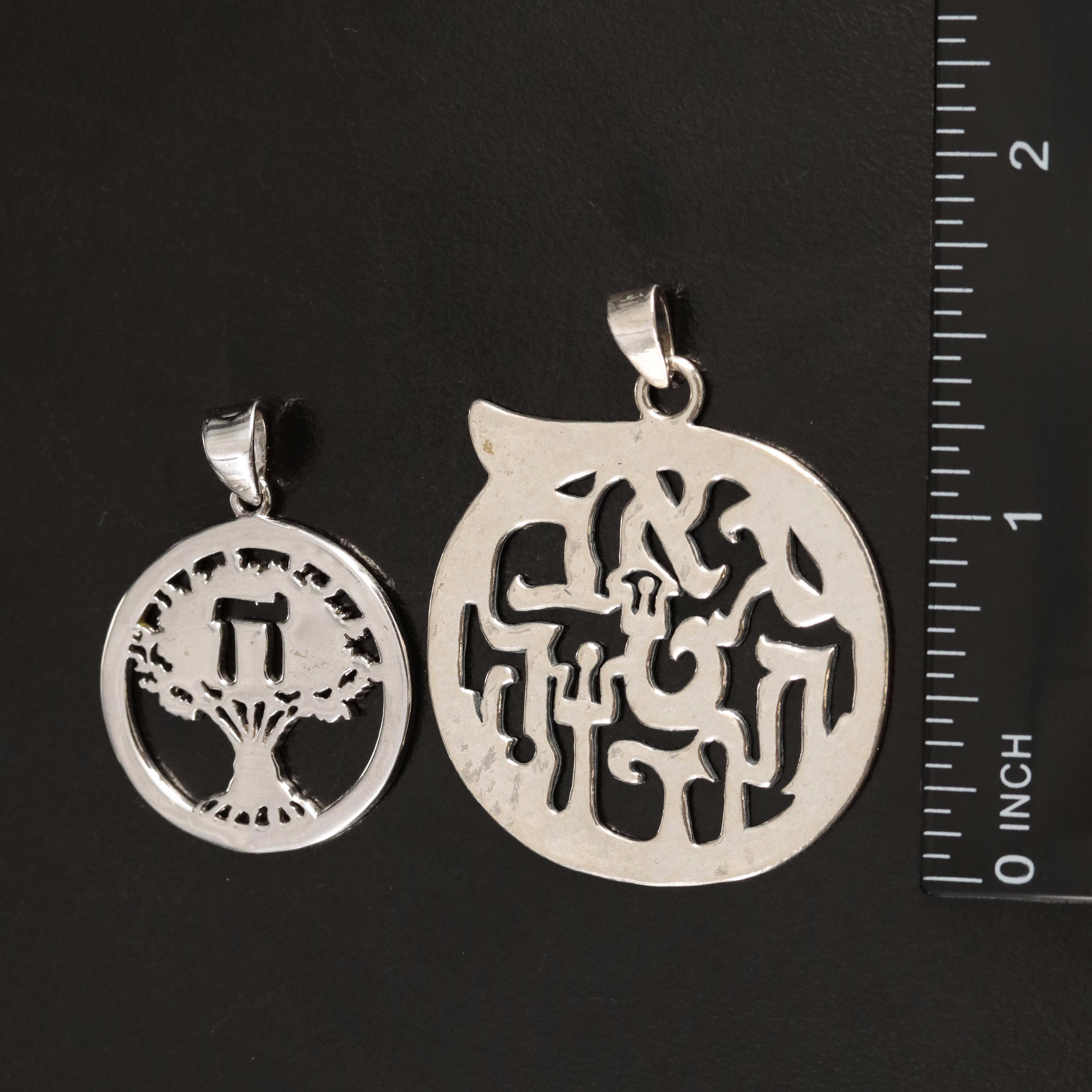 Hebrew Sterling Pendants Including Chai