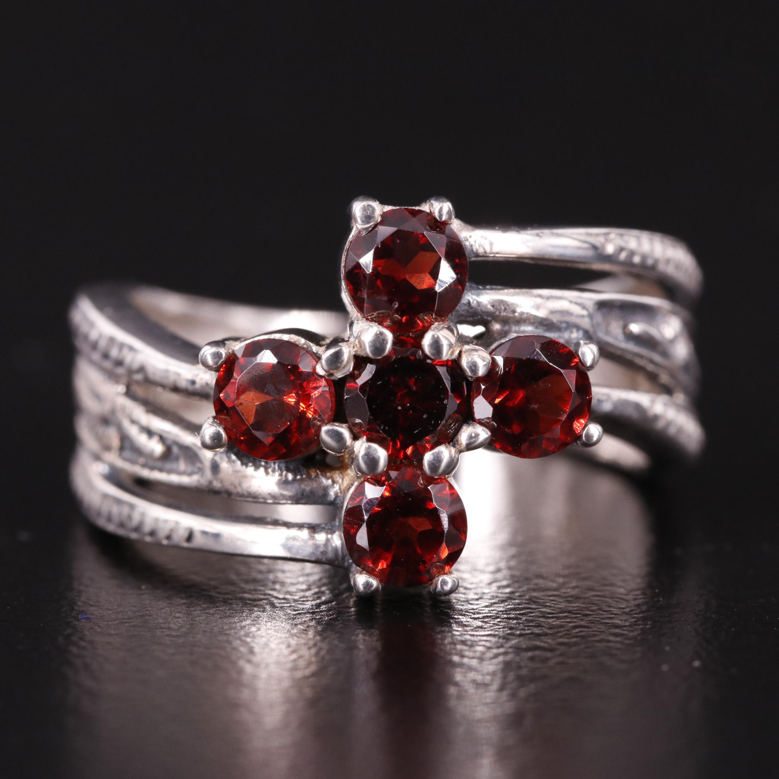 Sterling Garnet Bypass Ring