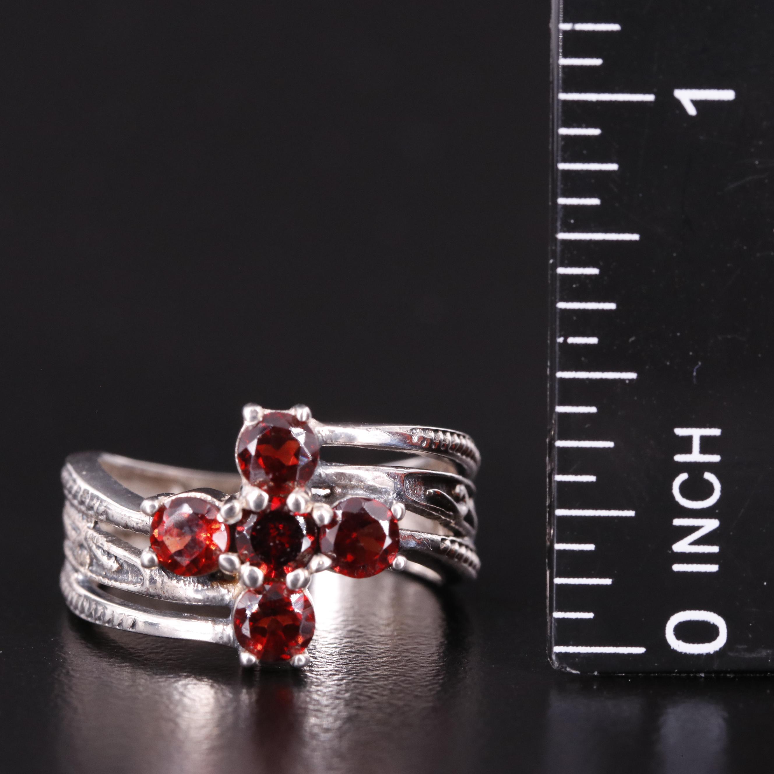 Sterling Garnet Bypass Ring