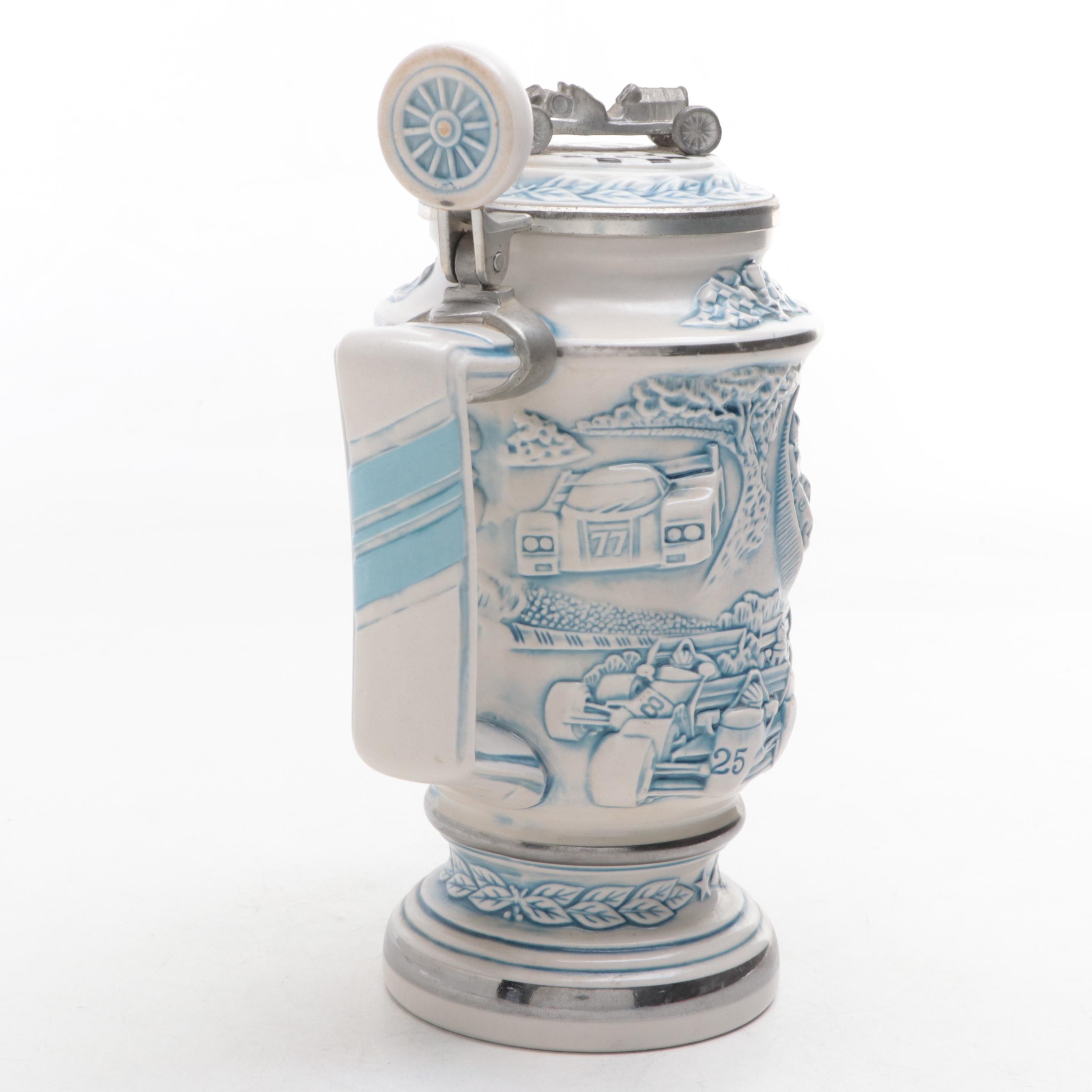 Avon "Racing Car" Ceramic Beer Stein, 1989