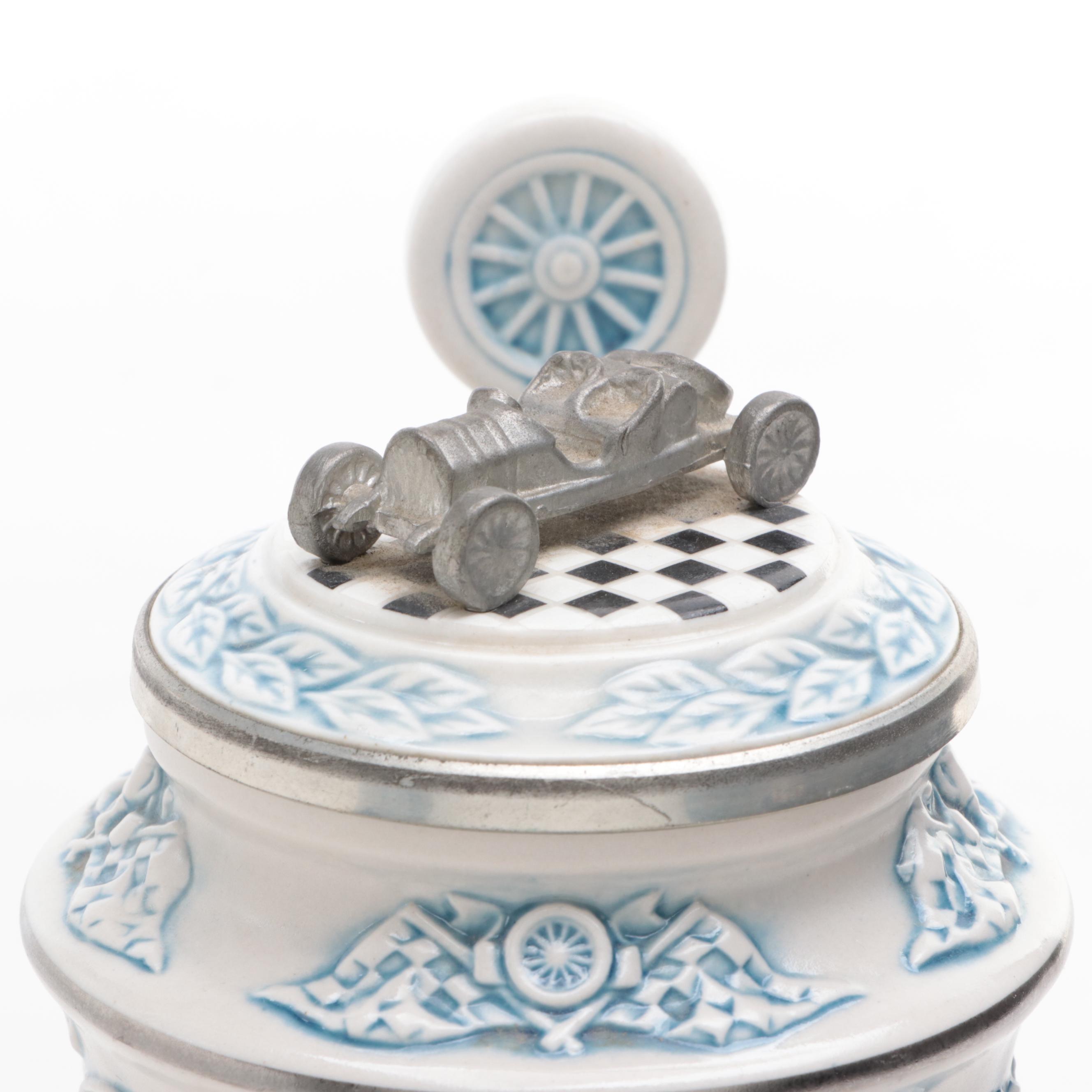 Avon "Racing Car" Ceramic Beer Stein, 1989