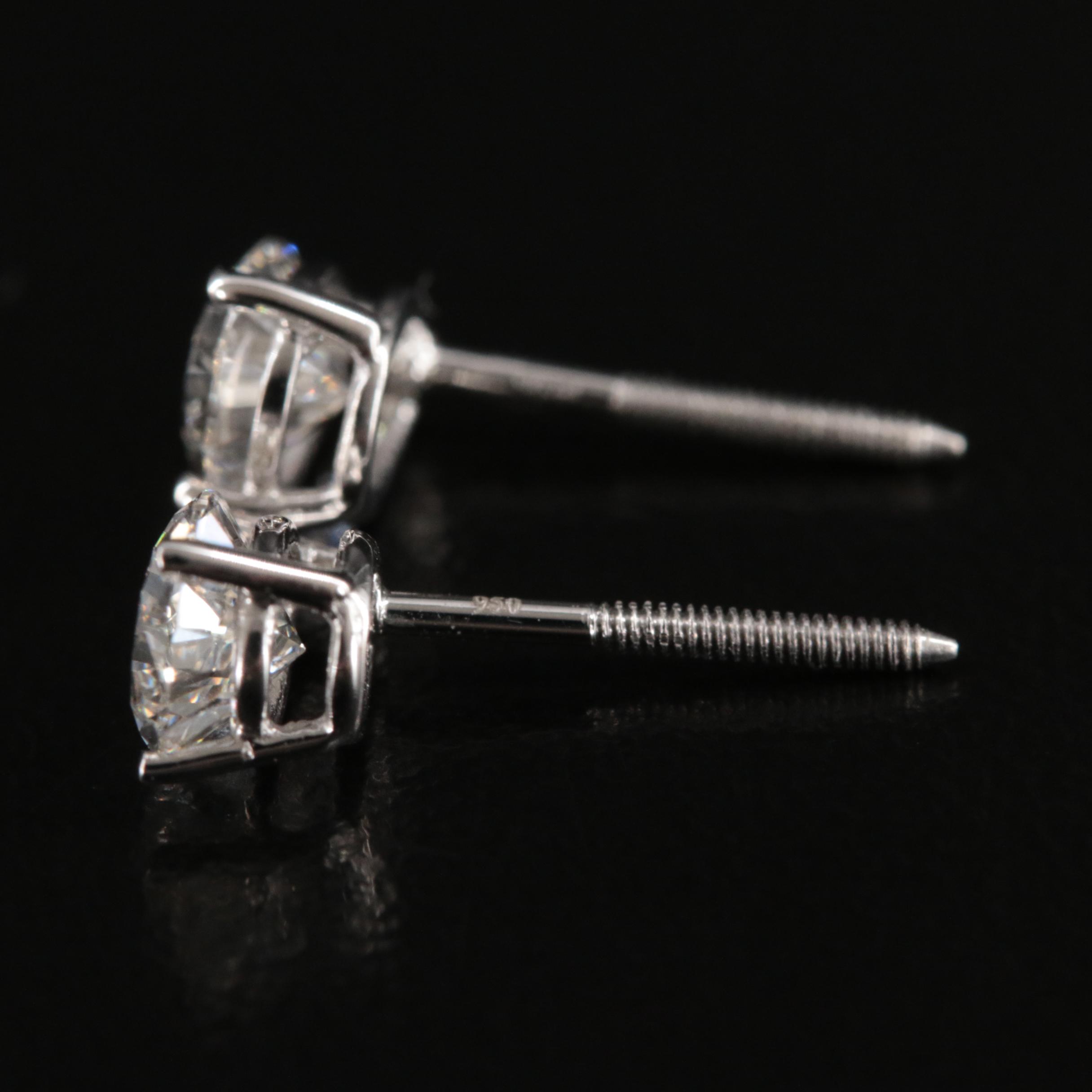 Platinum 1.47 CTW Lab Grown Stud Earrings