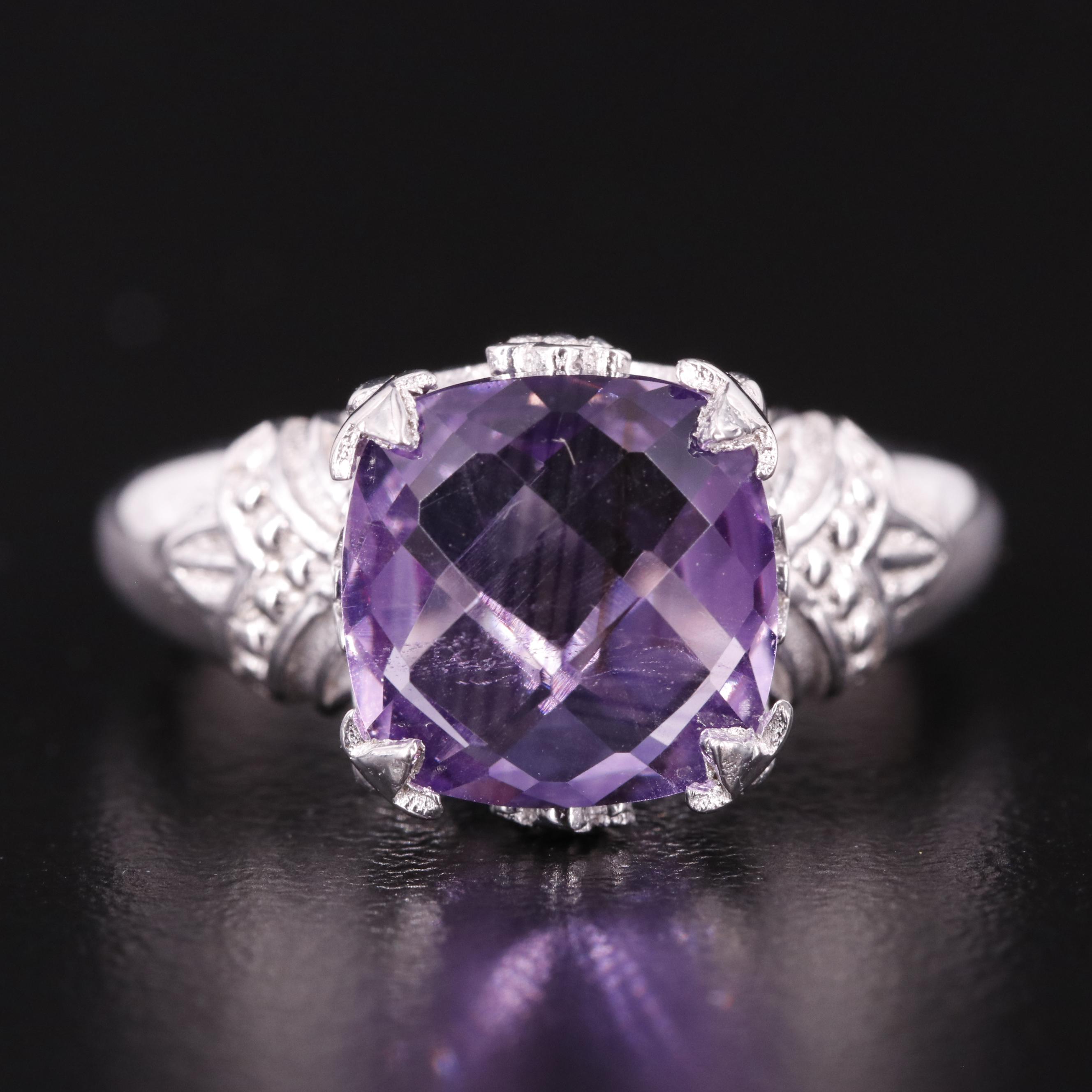 Sterling Amethyst Solitaire Ring