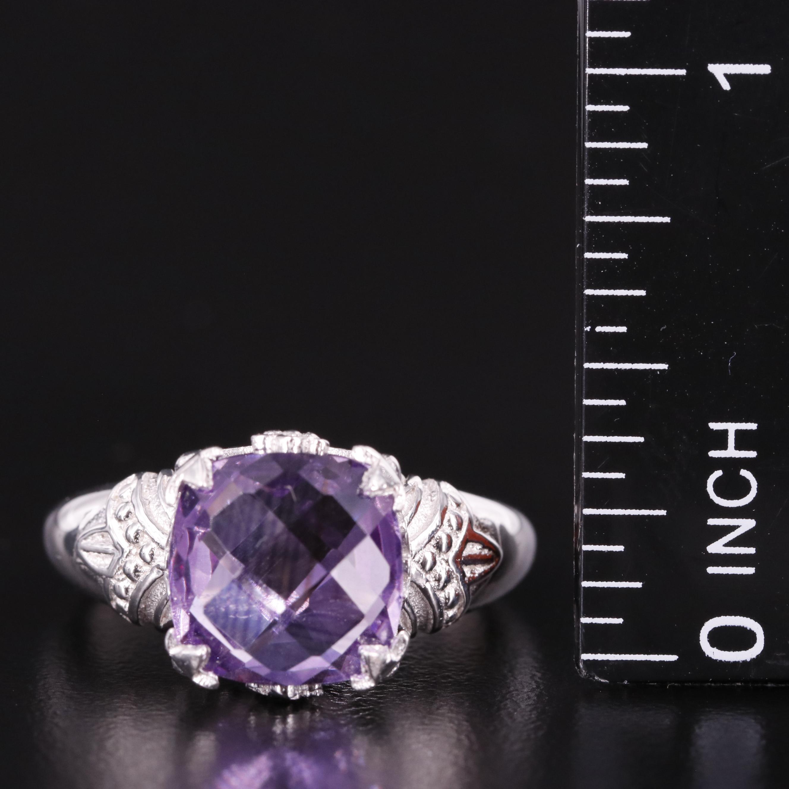 Sterling Amethyst Solitaire Ring