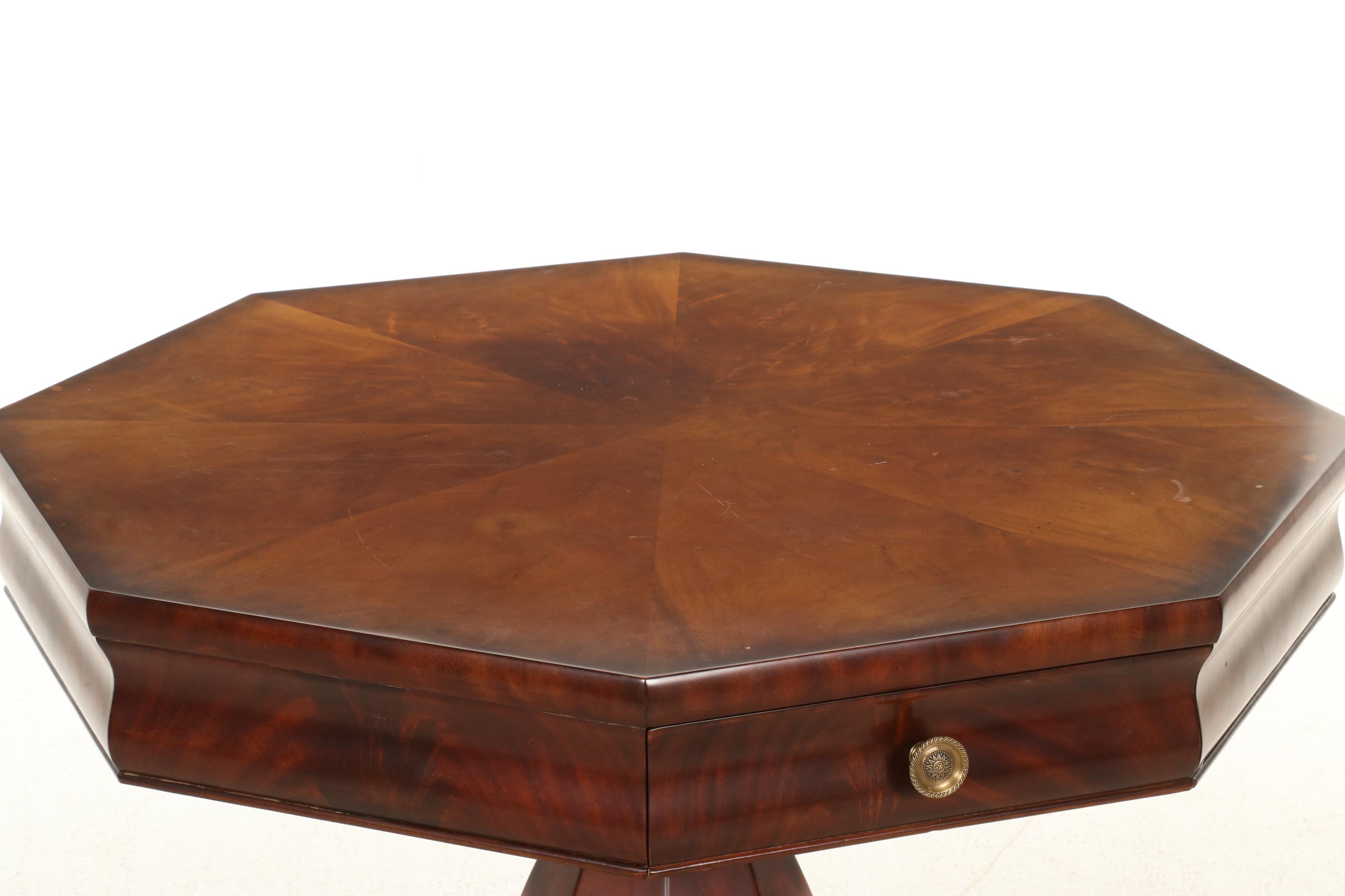 Henredon Biedermeier Style Mahogany-Veneered Octagonal Pedestal Table