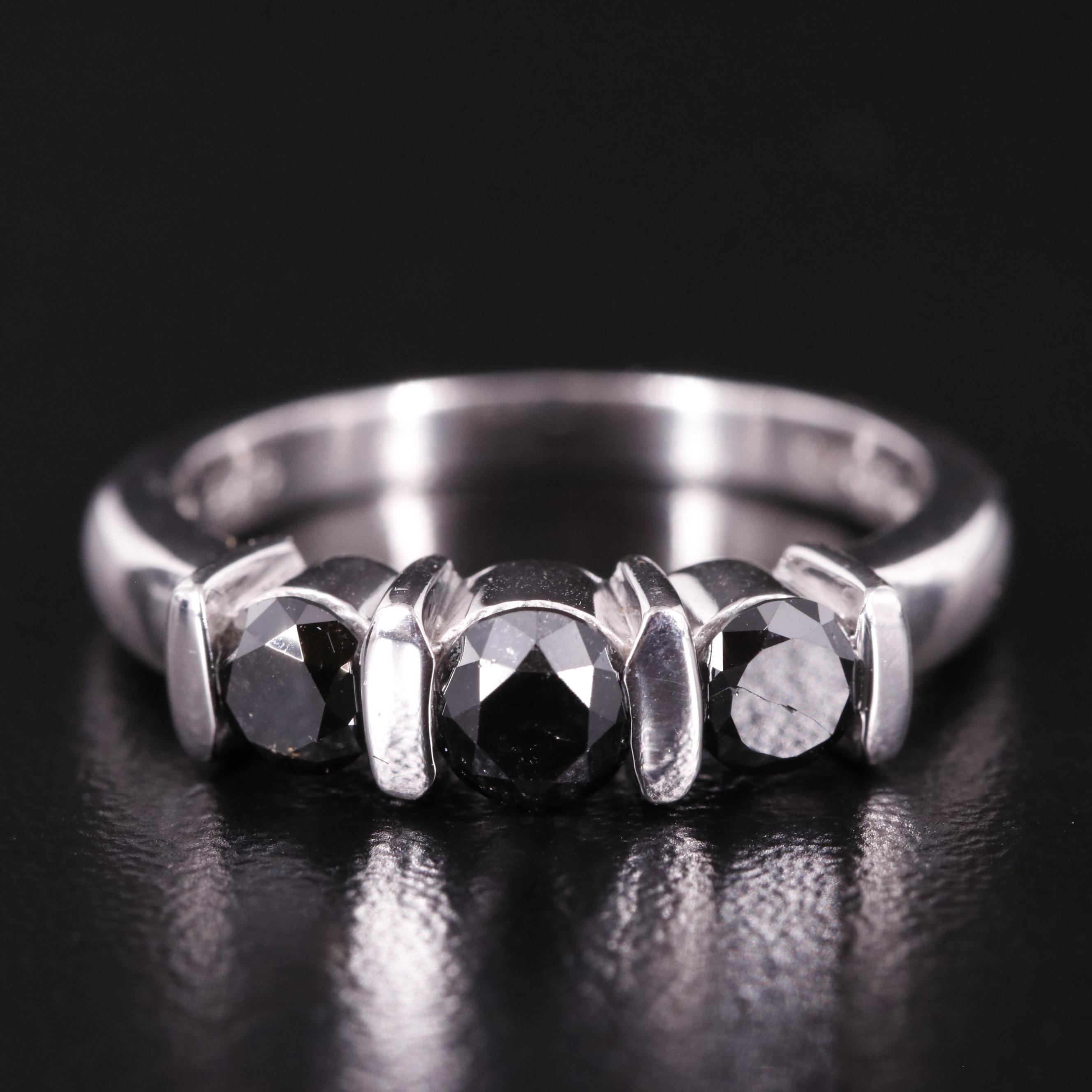 Sterling Three Stone Diamond Ring