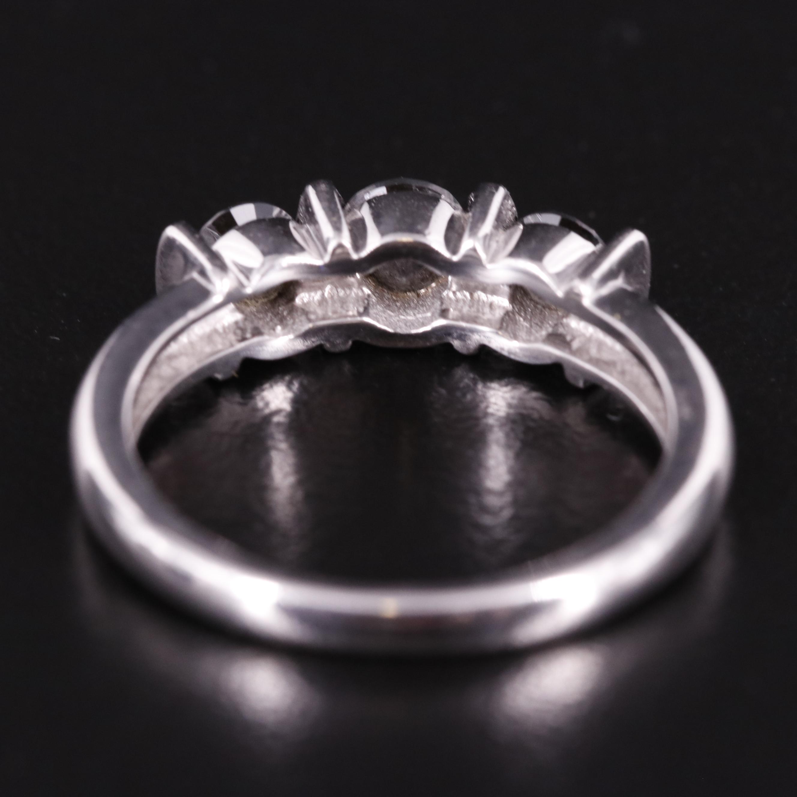 Sterling Three Stone Diamond Ring