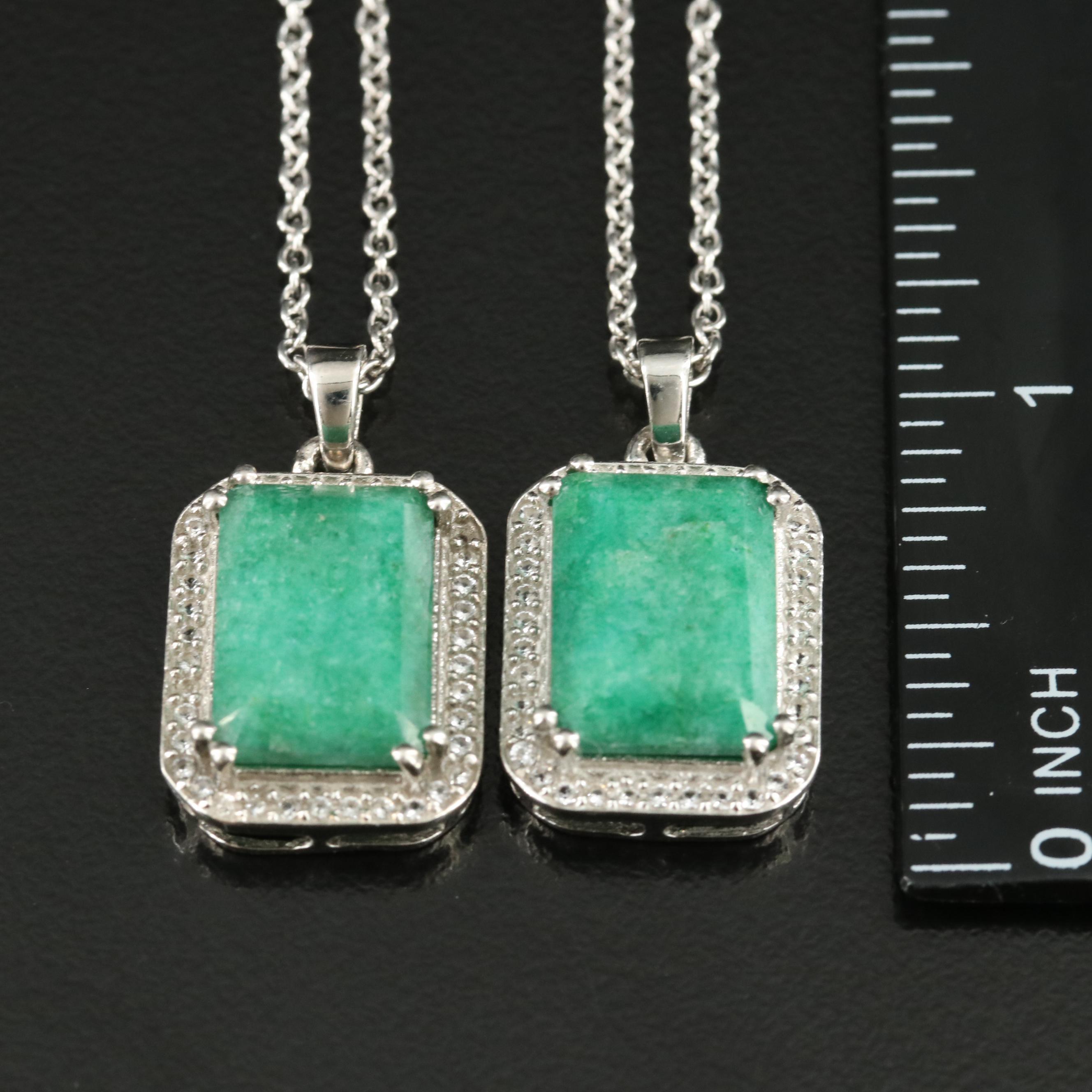 Sterling Beryl and Topaz Pendant Necklaces