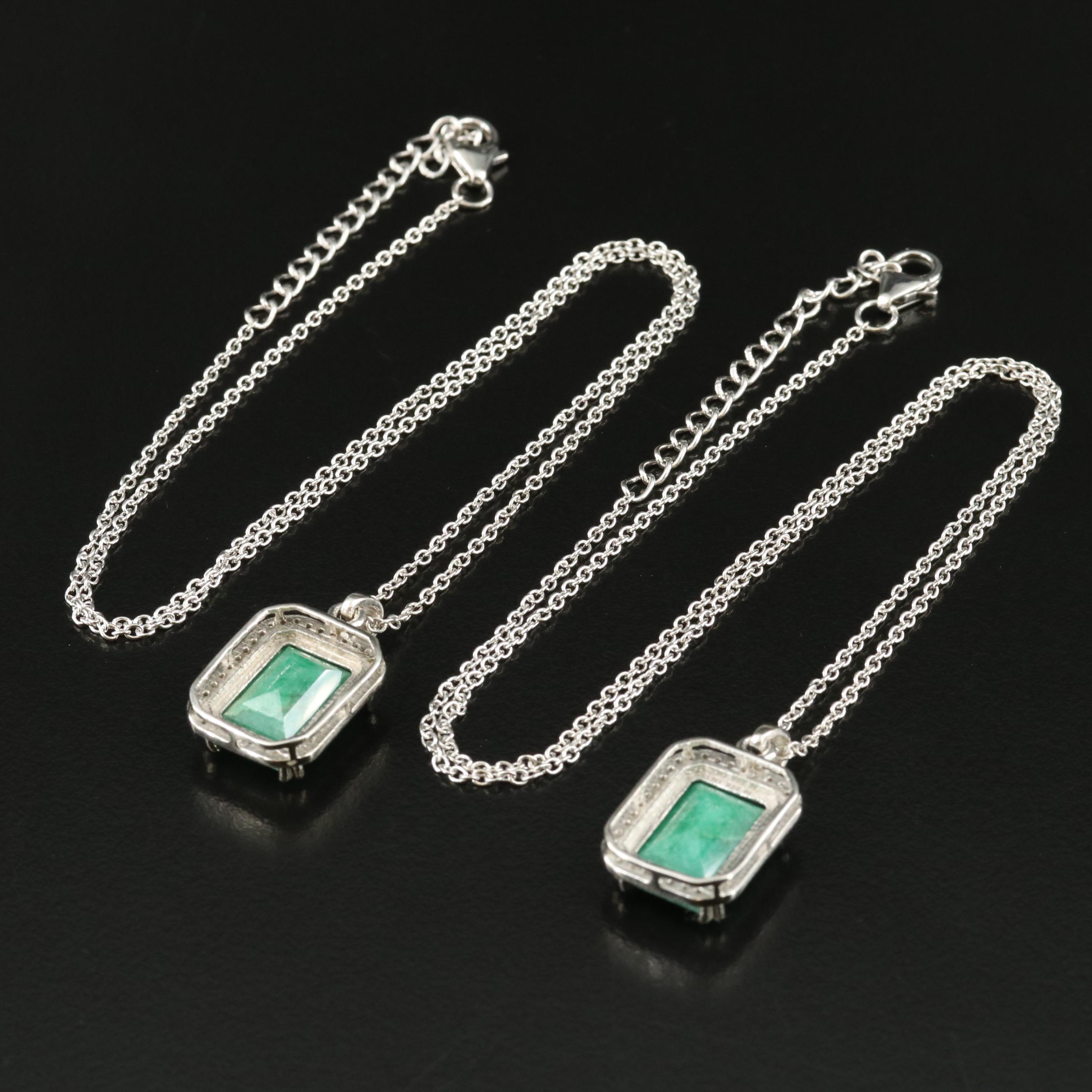 Sterling Beryl and Topaz Pendant Necklaces