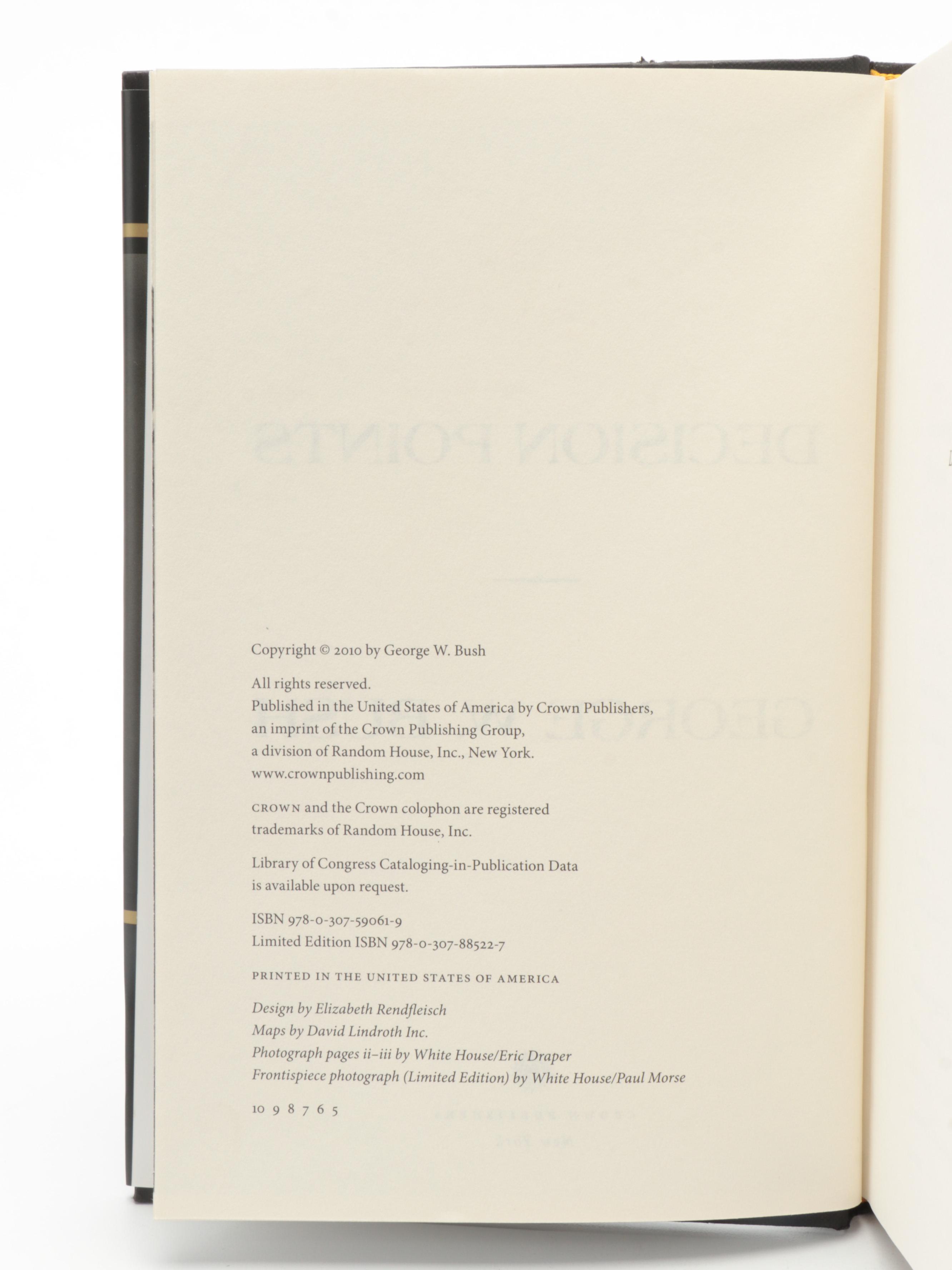 George W. Bush Signed "Decision Points" Hardcover Book