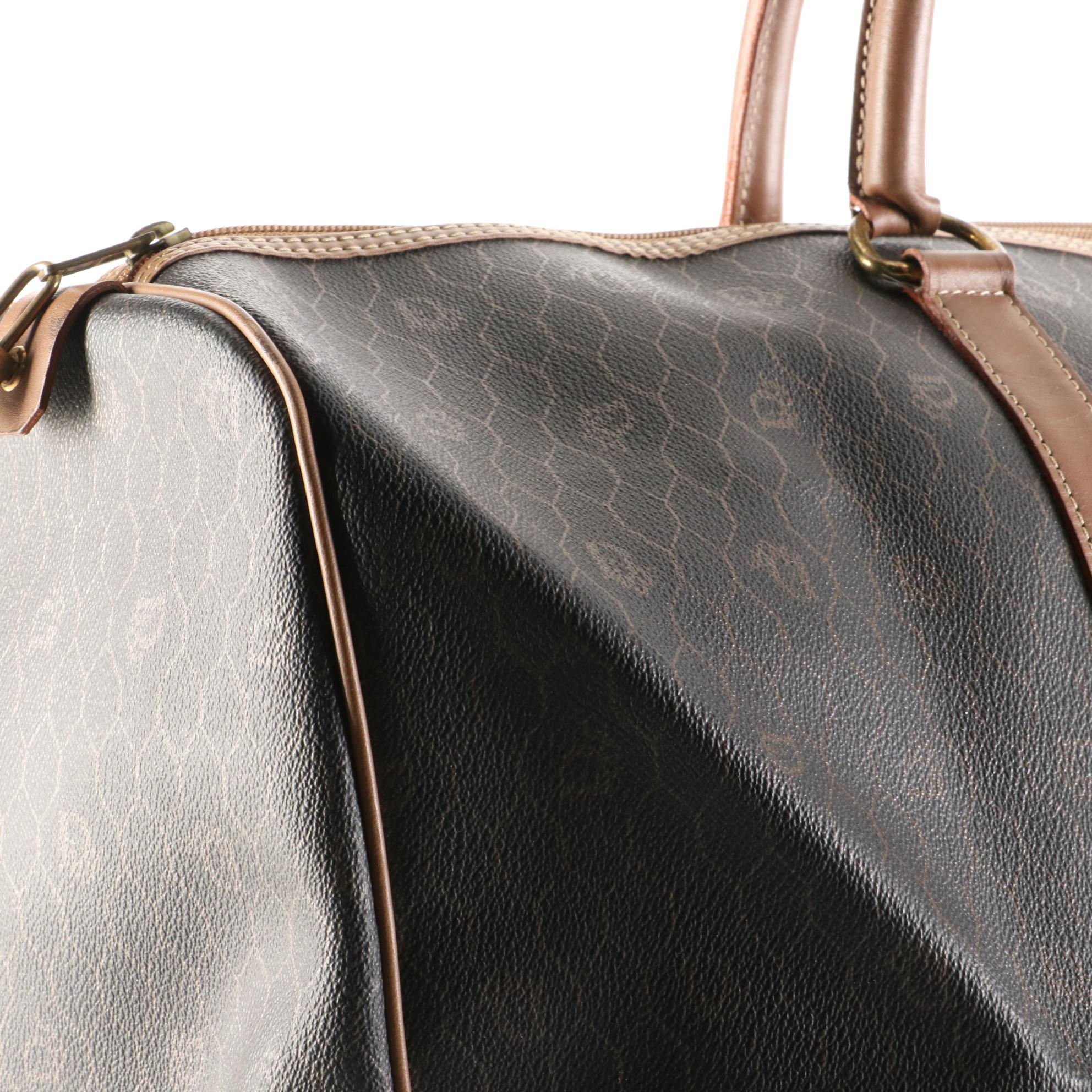 Christian Dior Boston Bag Duffel in Honeycomb Coated Canvas with Leather Trim