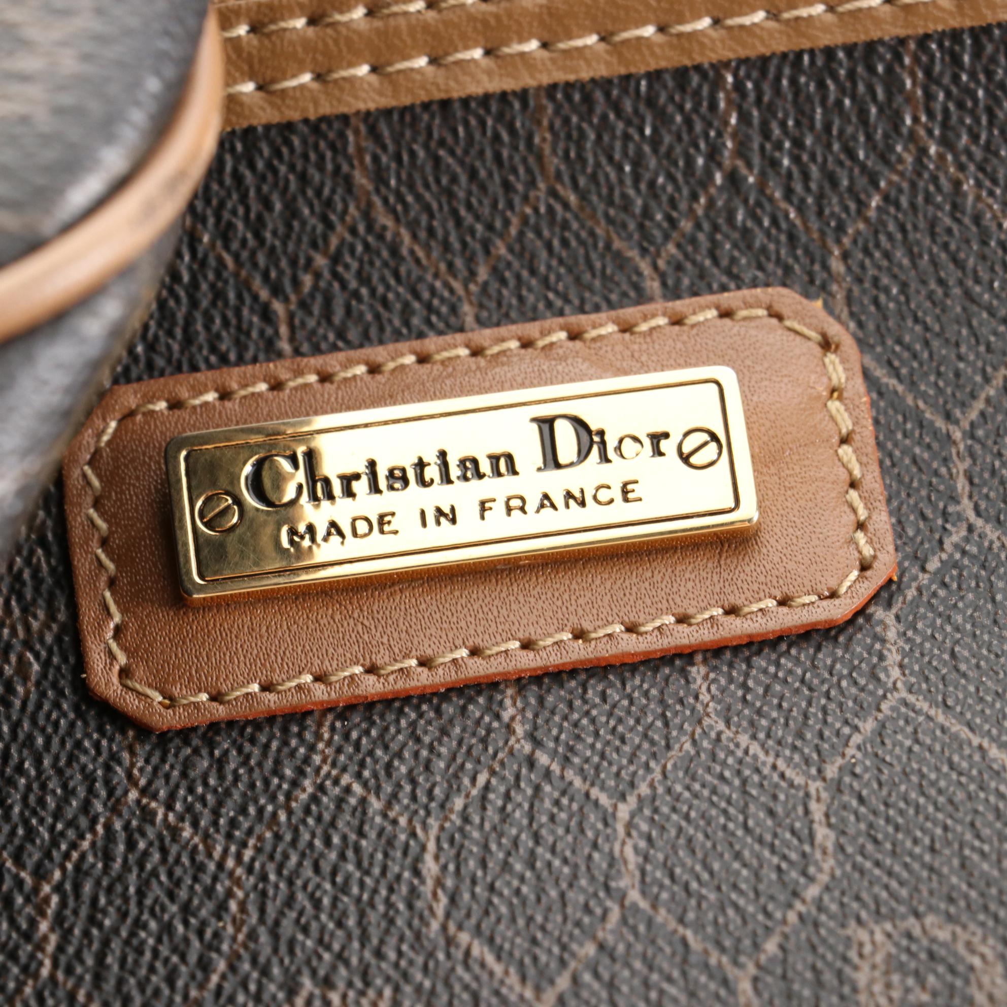 Christian Dior Boston Bag Duffel in Honeycomb Coated Canvas with Leather Trim