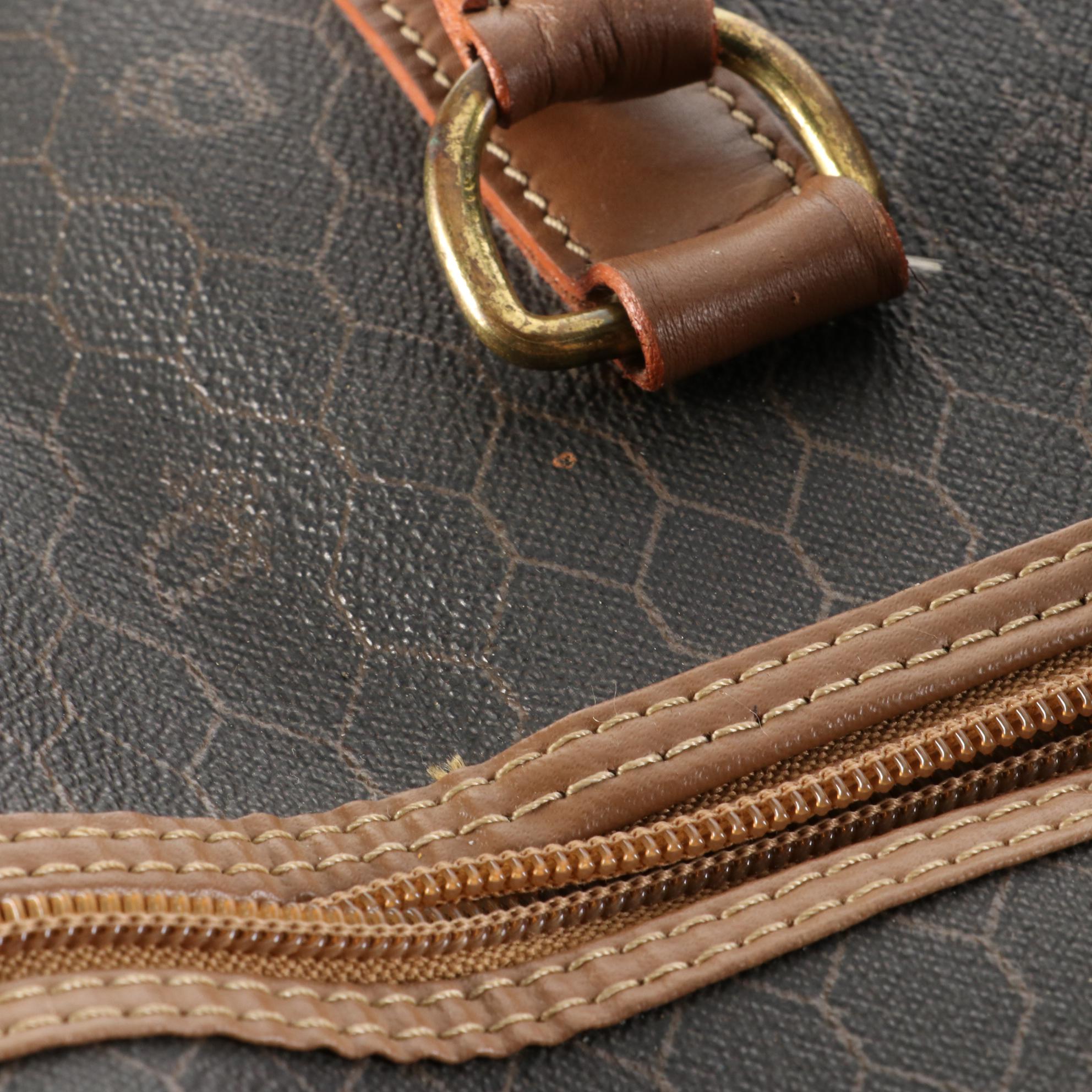 Christian Dior Boston Bag Duffel in Honeycomb Coated Canvas with Leather Trim